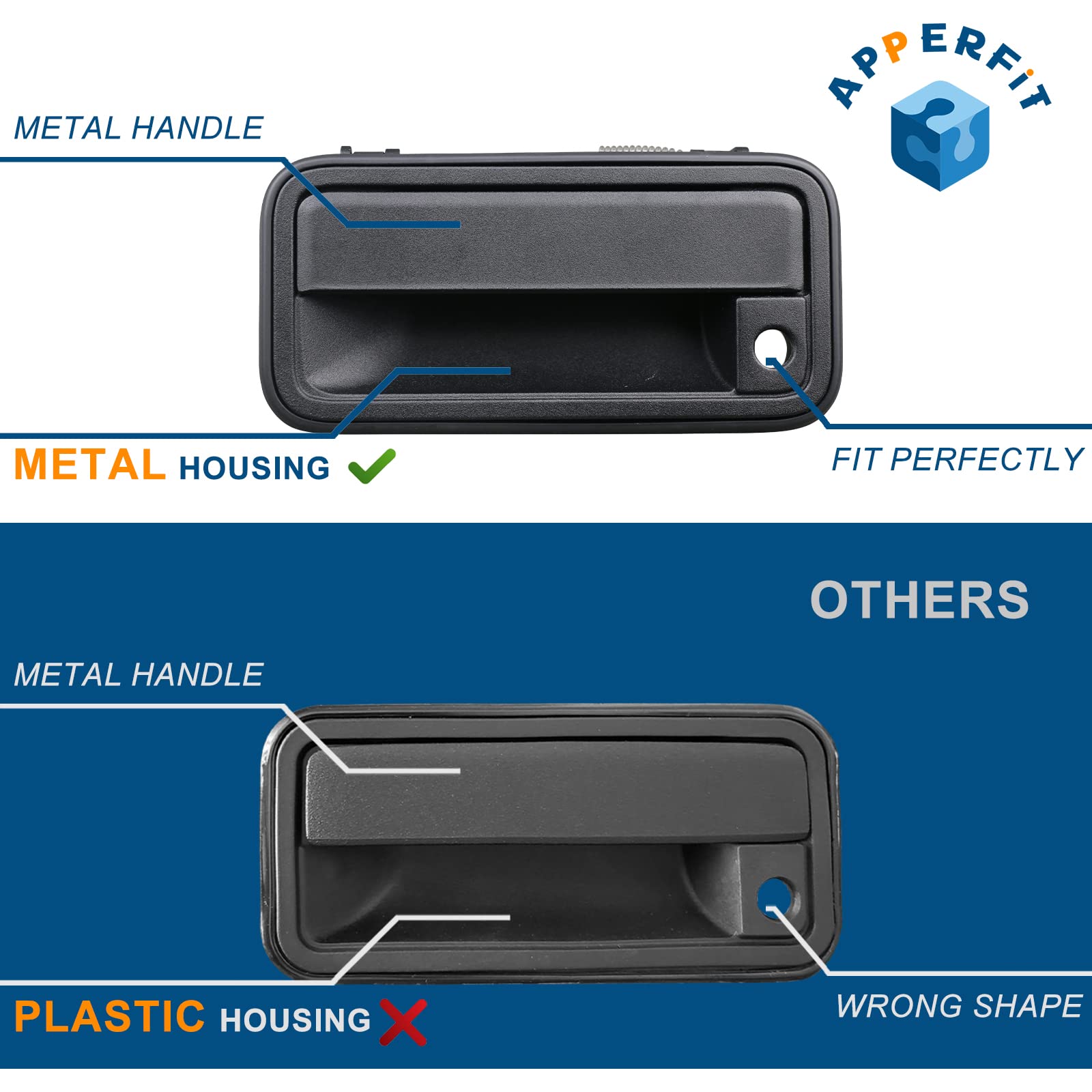 APPERFiT All Metal Exterior Door Handles w/Lock Cylinders & Keys Compatible with Chevy Tahoe Suburban C/K1500 C/K2500 C/K3500 GM