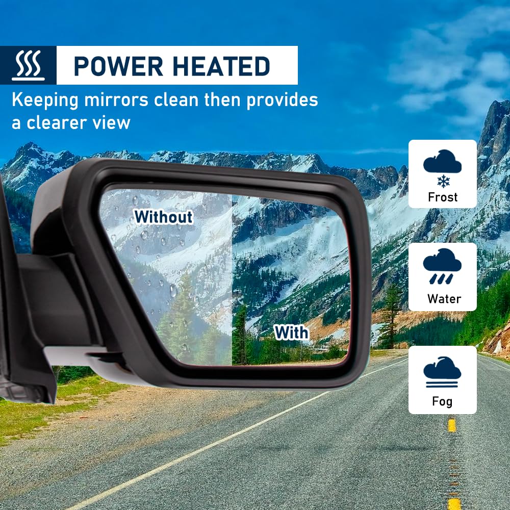 For Ford F150 2021-2024 Door Mirror Assembly with Painted Black Cover Manual Folding with Turn Signal Light Puddle Light Power H