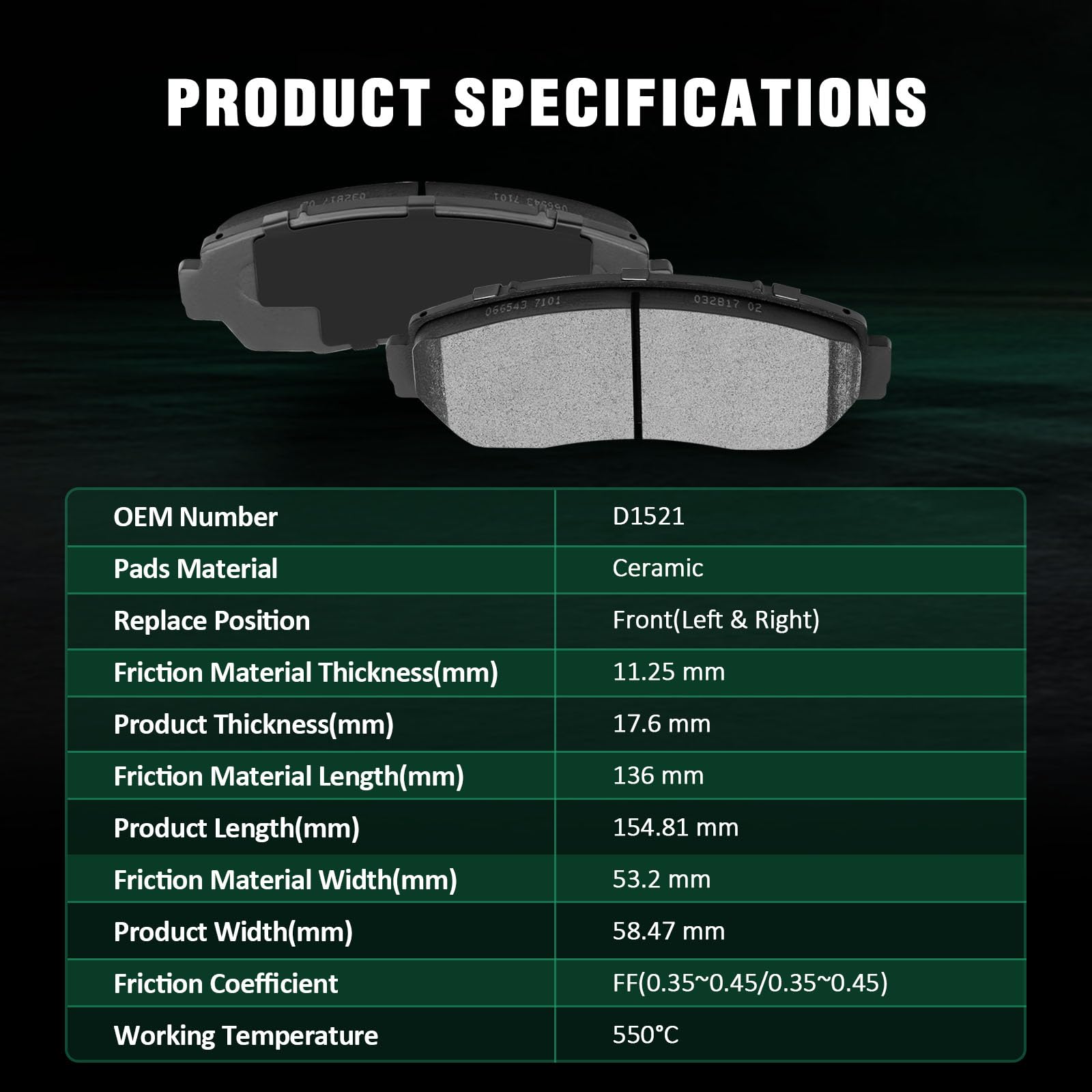 Automuto 8Pcs Front & Rear Ceramic Disc Brake Pads Set D1521 D2102 For Acura Tlx 2021-2023