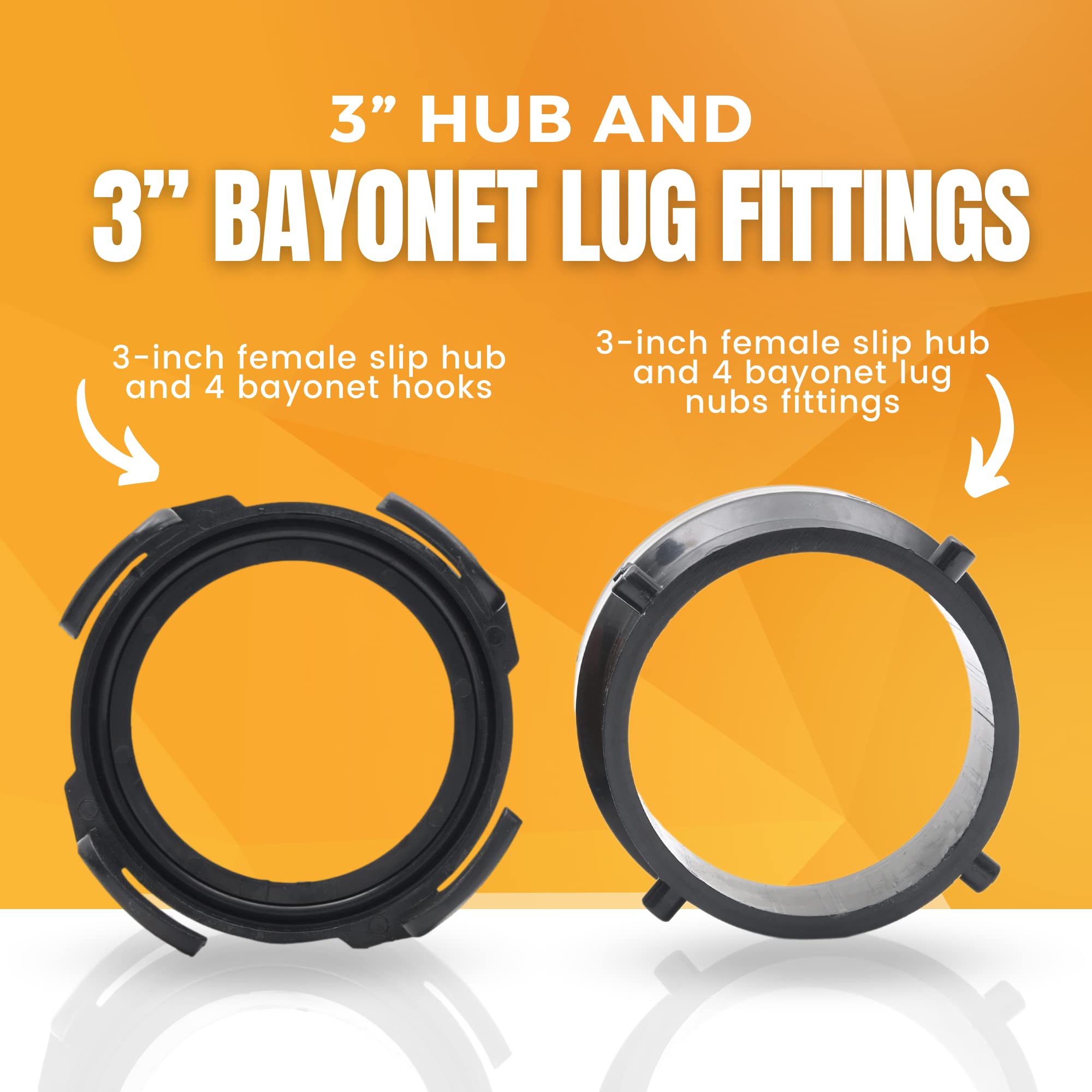 2 X Combo Pack Rv Sewer Hose Fitting Adapter - Pvc Connection & Termination Adapter - 3'' Hub X Bayonet Hooks