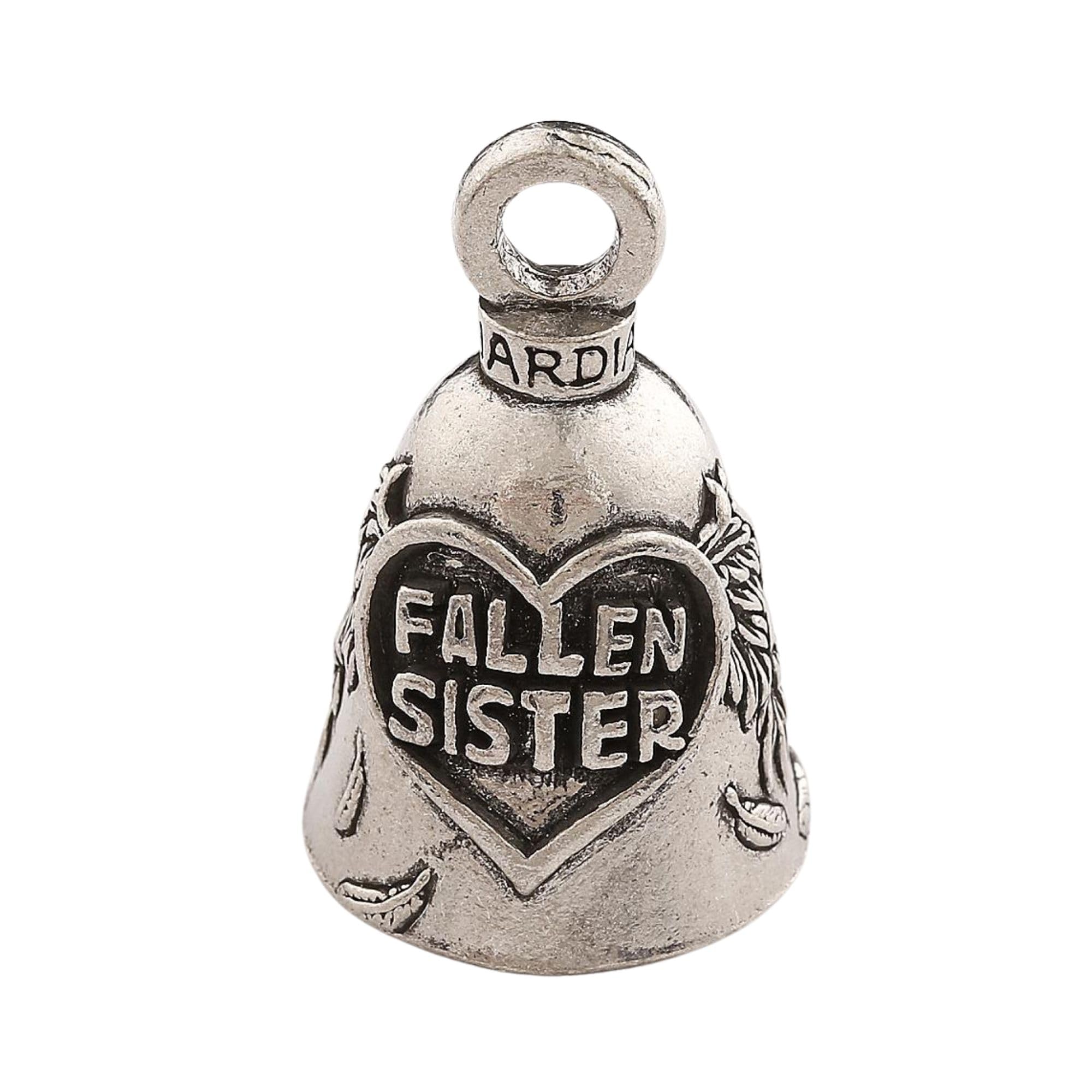 Guardian Bell Fallen Sister Good Luck Bell W/Keyring & Black Velvet Gift Bag | Motorcycle Bell | Lead-Free Pewter | Good Luck Gi