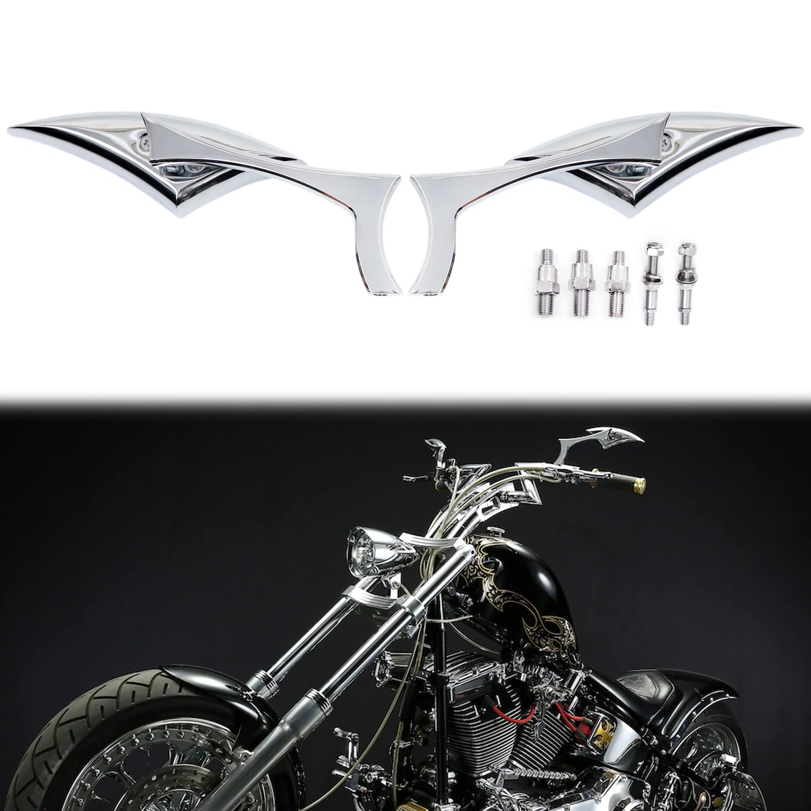 Chrome Motorcycle Side Mirrors Blade Compatible With Honda Yamaha Harley Road King Street Electra Glide Road Glide Dyna Softail