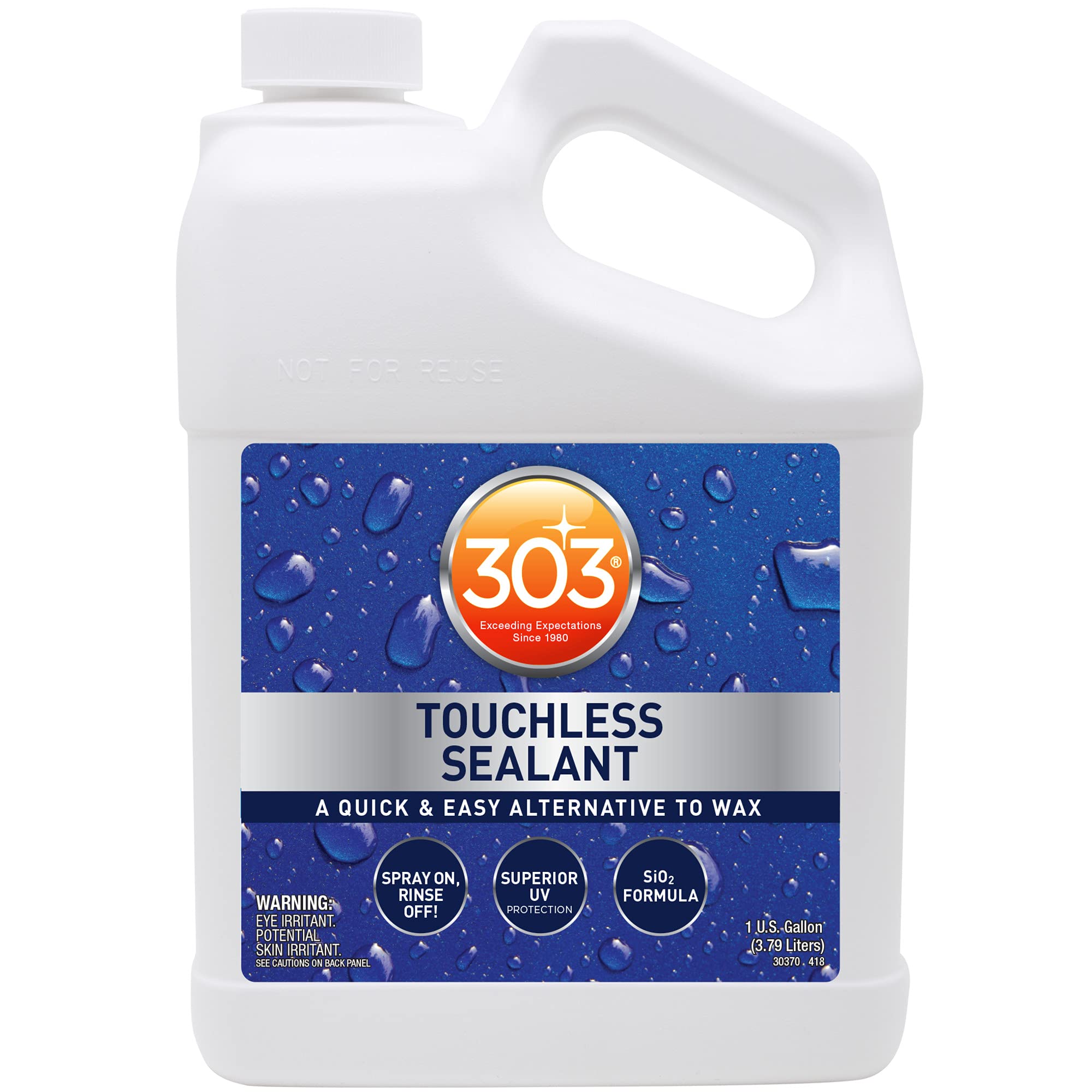 303 Products Touchless Sealant - Sio2 Technology - Water Activated Paint And Glass Protection - Spray On, Rinse Off, Refill For Trigger Spray Bottle,1 Gallon (30399)