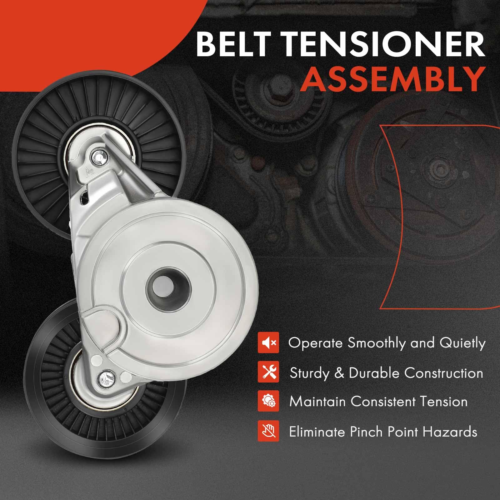 A-Premium Belt Tensioner Assembly With Pulley Compatible With Dodge Dakota 2000-2010, Durango, Ram 1500 & Jeep Commander, Grand
