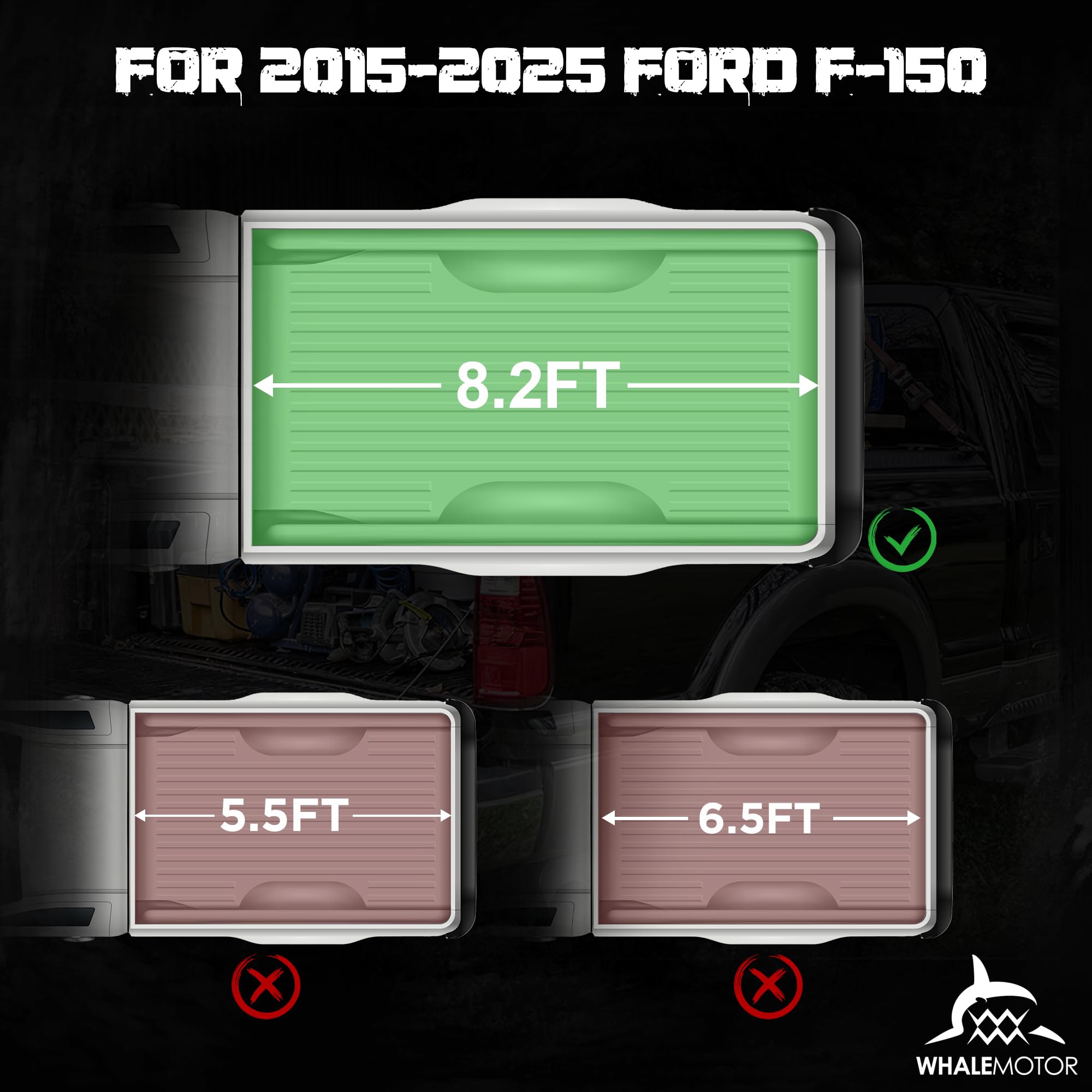 Truck Bed Tonneau Cover Compatible with Ford F150 F-150 2015-2025 8.2 ft Long Box, Soft Roll Up Style