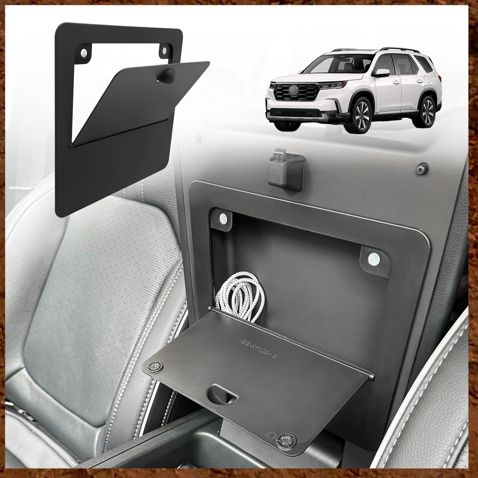 Muslogy Center Console Hidden Storage Box Compatible With Honda Pilot 2023 2024 2025, 2024 Ridgeline/Passport Magnet Armrest Sec