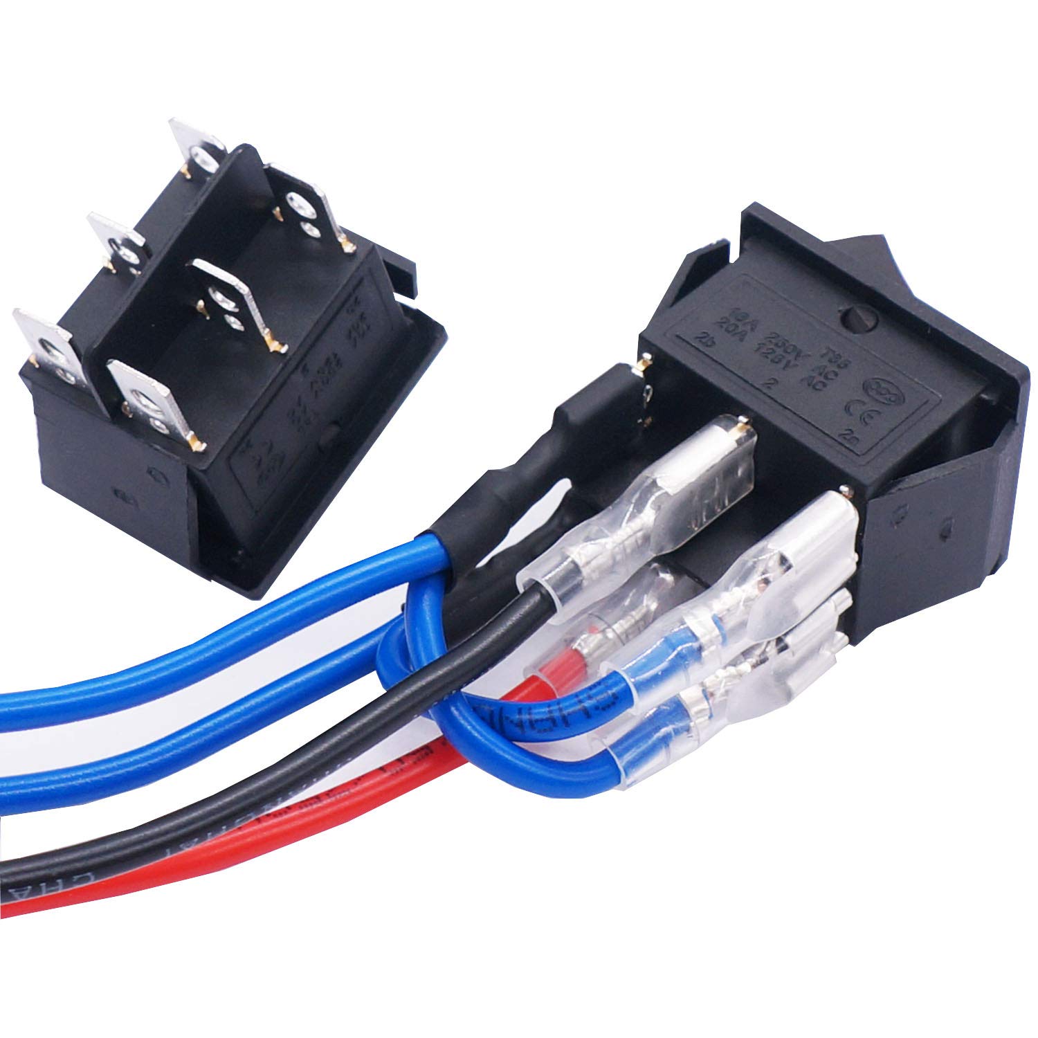 Weideer 20A 12V Dc Motor Polarity Reverse Rocker Switch Dpdt 6 Pin On-Off-On Boat Motor Control Switch With Jumper Wires Kcd2-20
