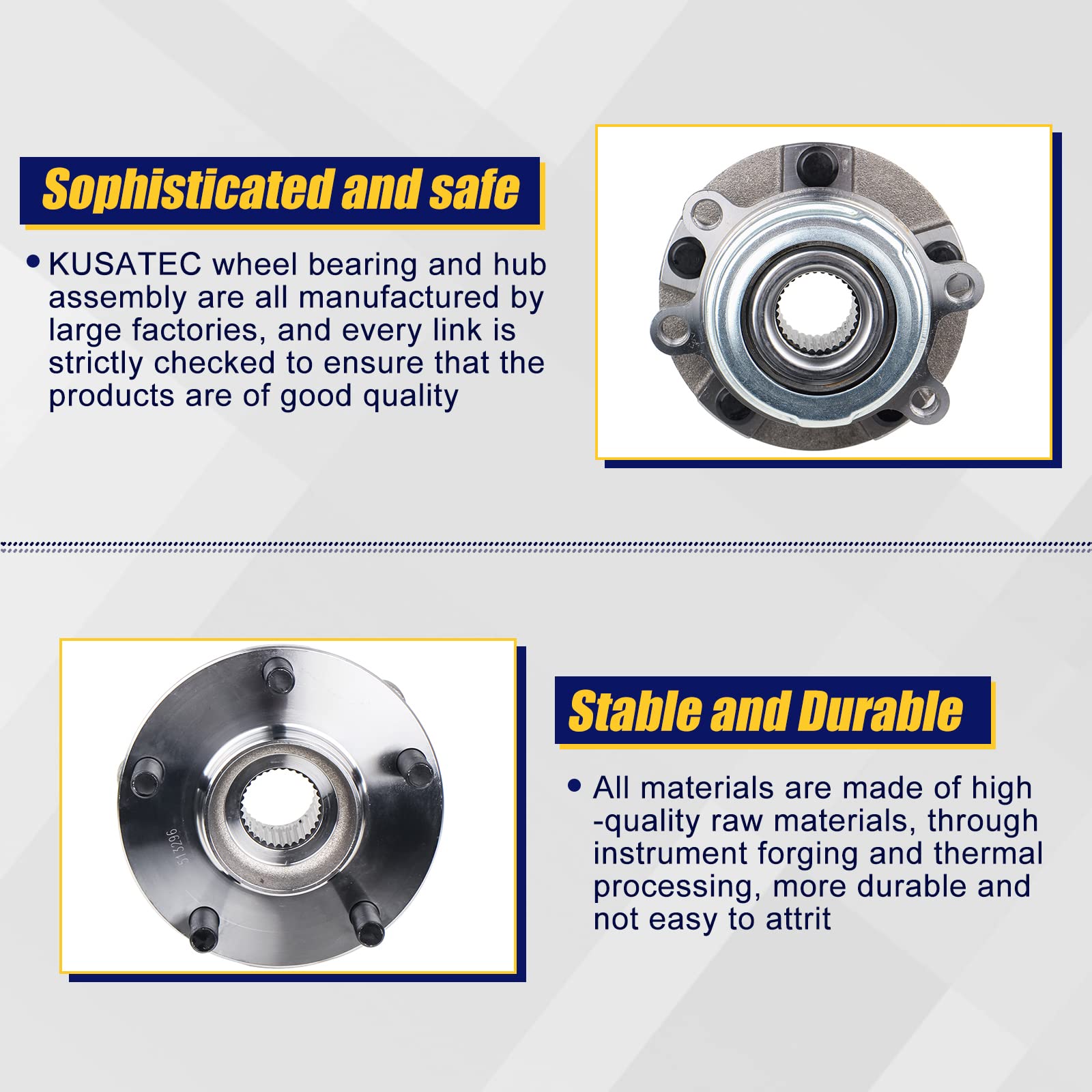 Kusatec 513296 Front Wheel Bearing And Hub Assembly Fit For Nissan Altima 2007-2018, Maxima 2009-2019, Murano 2009-2018, Pathfinder 2013-2019, Infiniti Jx35 2013, Qx60 2014-2019