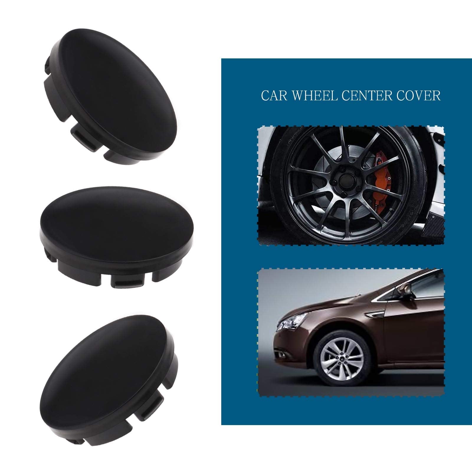 4Pcs Car Auto Wheel Center Caps Front & Rear Hub Covers Black Abs For Vehicle Replacement Accessories 56Mm Outer Diameter