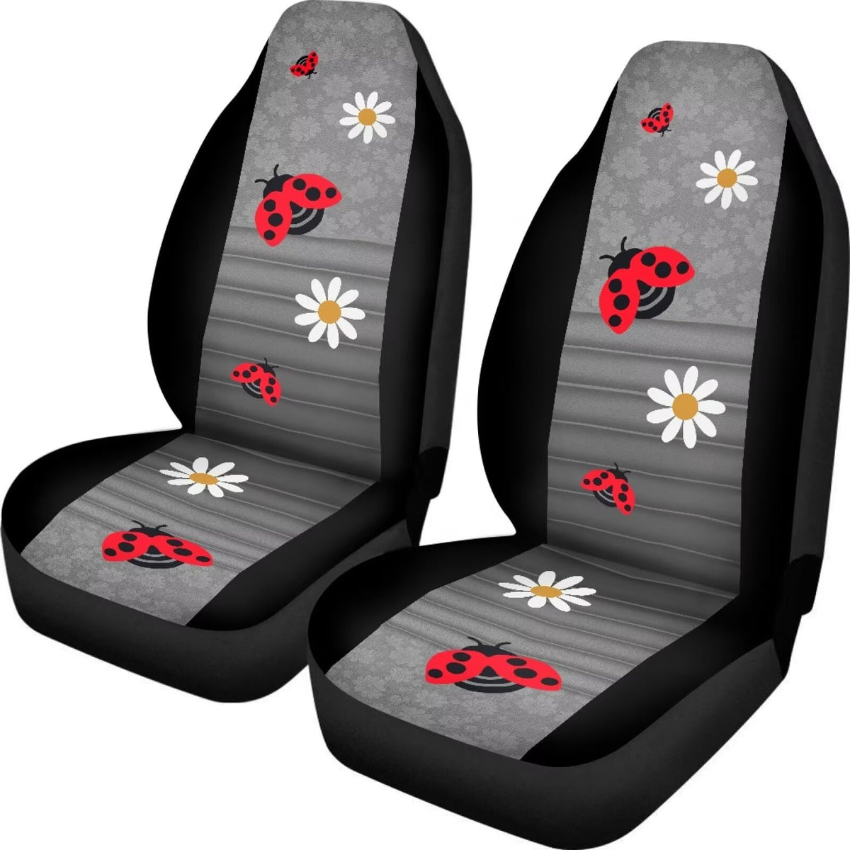 TOADDMOS Ladybug Daisy Front Seat Covers for Cars Decorative Front Bucket Seat Cover Lightweight Automotive Seat Cushion Covers 