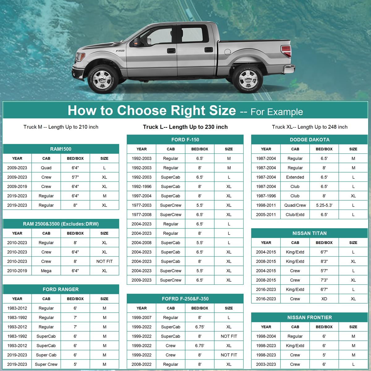 Gunhyi Pickup Truck Cover - Waterproof All Weather, 6 Layer Heavy Duty Universal Fit Ford F150, Chevy Silverado, Gmc Sierra, Dod