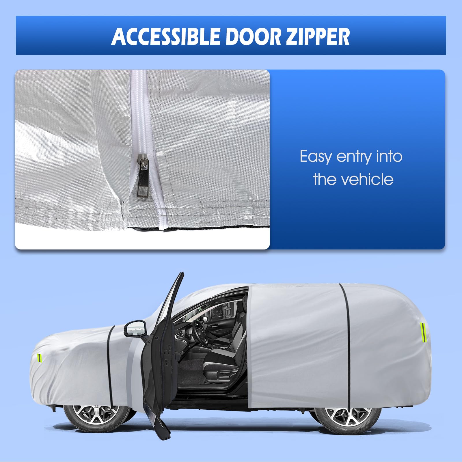 6 Layers Car Cover Waterproof All Weather For Automobiles, Suv Cover Size A7 Universal Fit For Toyota Highlander, Honda Pilot, N