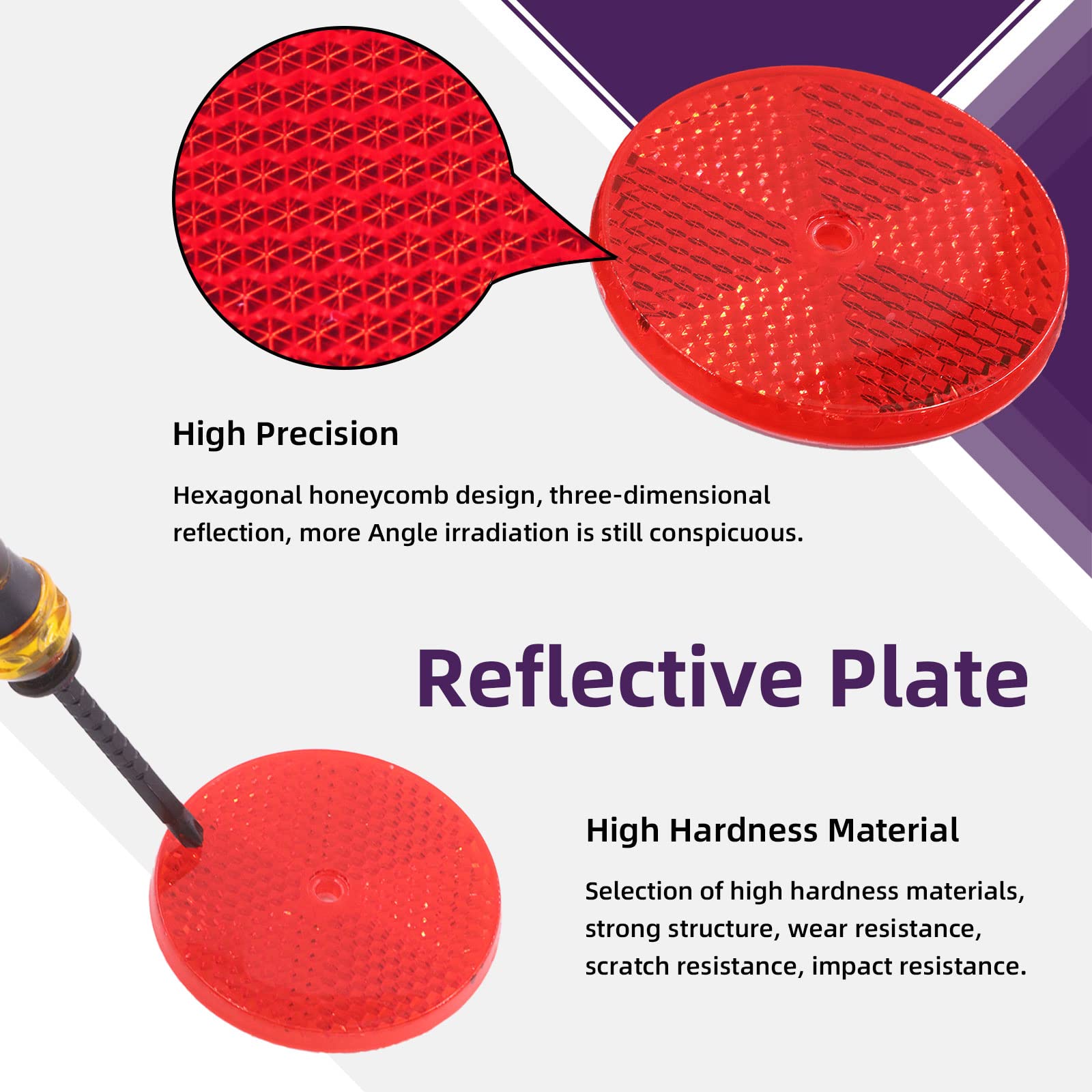 Swpeet 45Pcs Round Front Reflector Driveway Trailer Reflectors, 3 Colors Of Reflective Mailbox Reflector With Center Mounting Ho