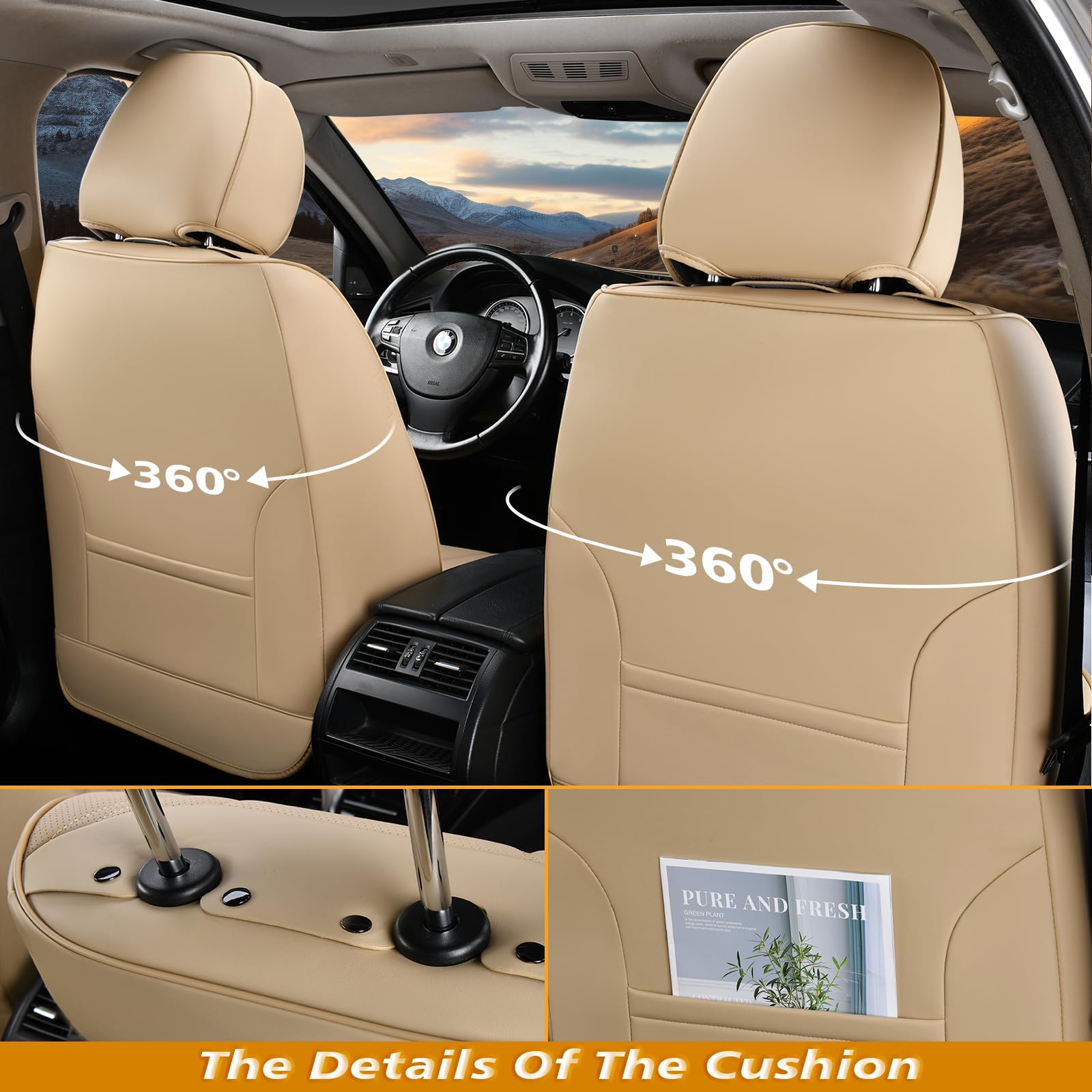 Coverado Car Seat Covers, Car Seat Covers Front Seats, 2-Pack Front Seat Cover, Nappa Leather Waterproof Seat Covers, Car Seat P