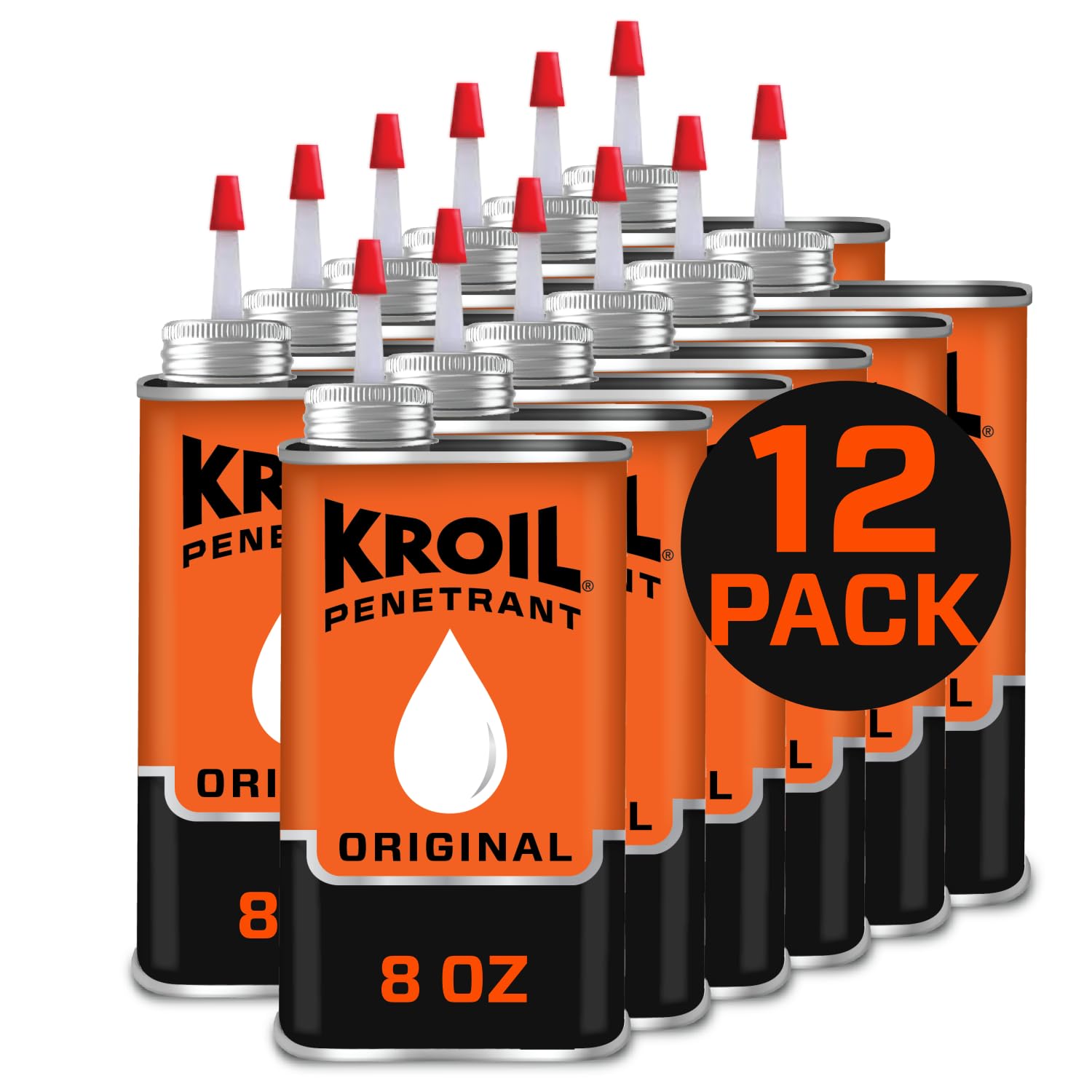 Kroil Original Penetrating Oil (Drip-8oz Can-Case of 12) | Penetrant for Rusted Bolts, Metal, Hinges, Chains, Moving Parts | Rus