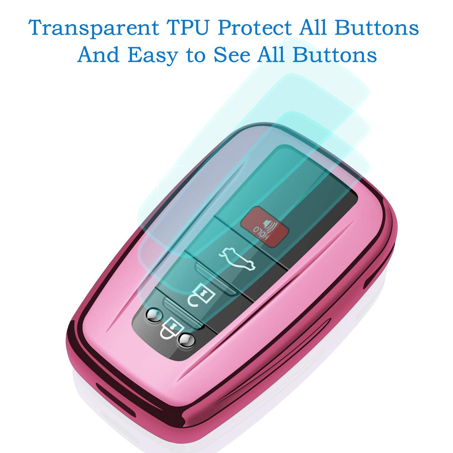 Autophone For Toyota Key Fob Cover With Keychain Soft Tpu Key Shell Case,For 2020-2022 Highlander Corolla Prius 2018-2024 Rav4 C