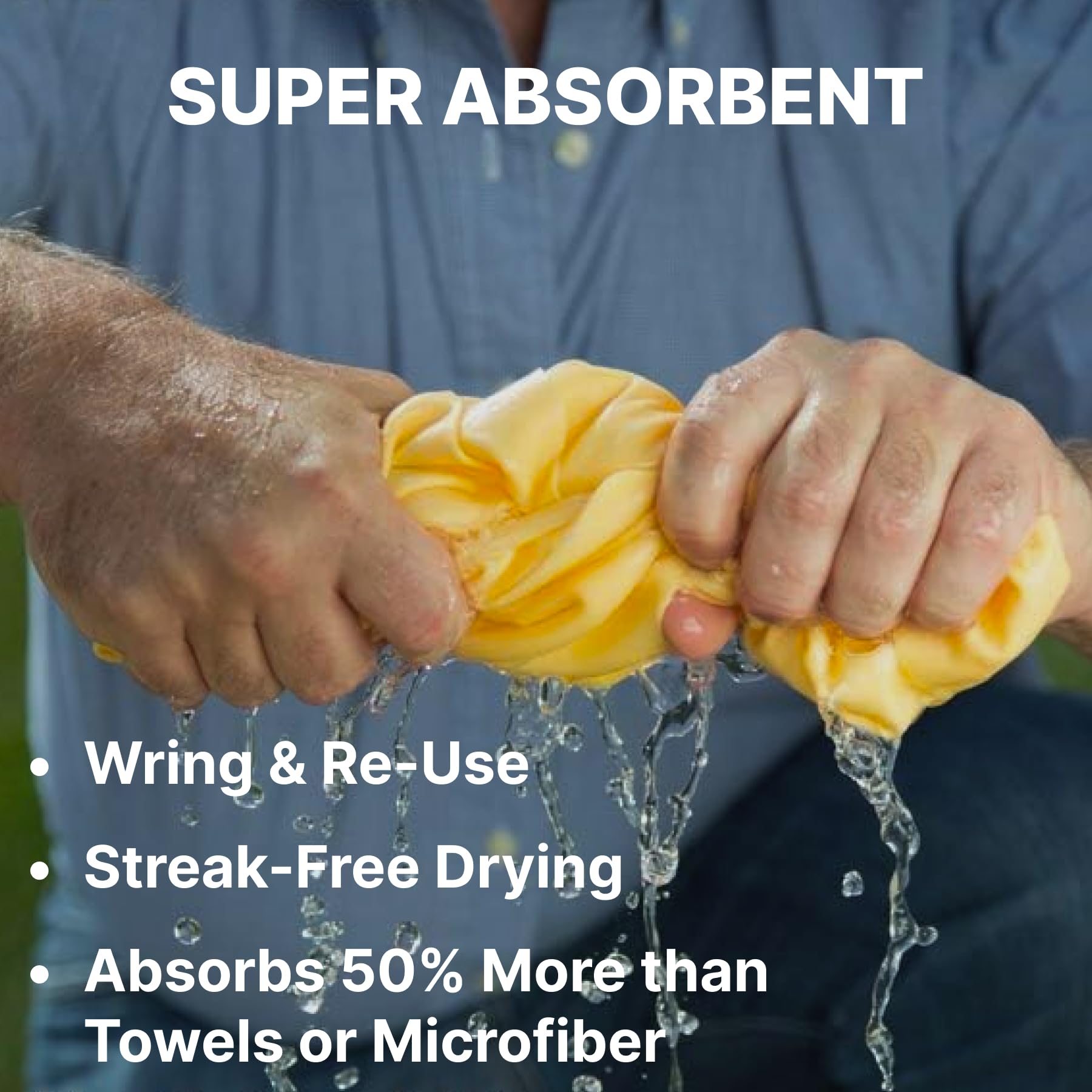 Cleantools The Absorber Large 17'' X 27'', Assorted Colors, 1-Side-Textured, 2-Towel Pack - Synthetic Chamois Drying Cloth For C