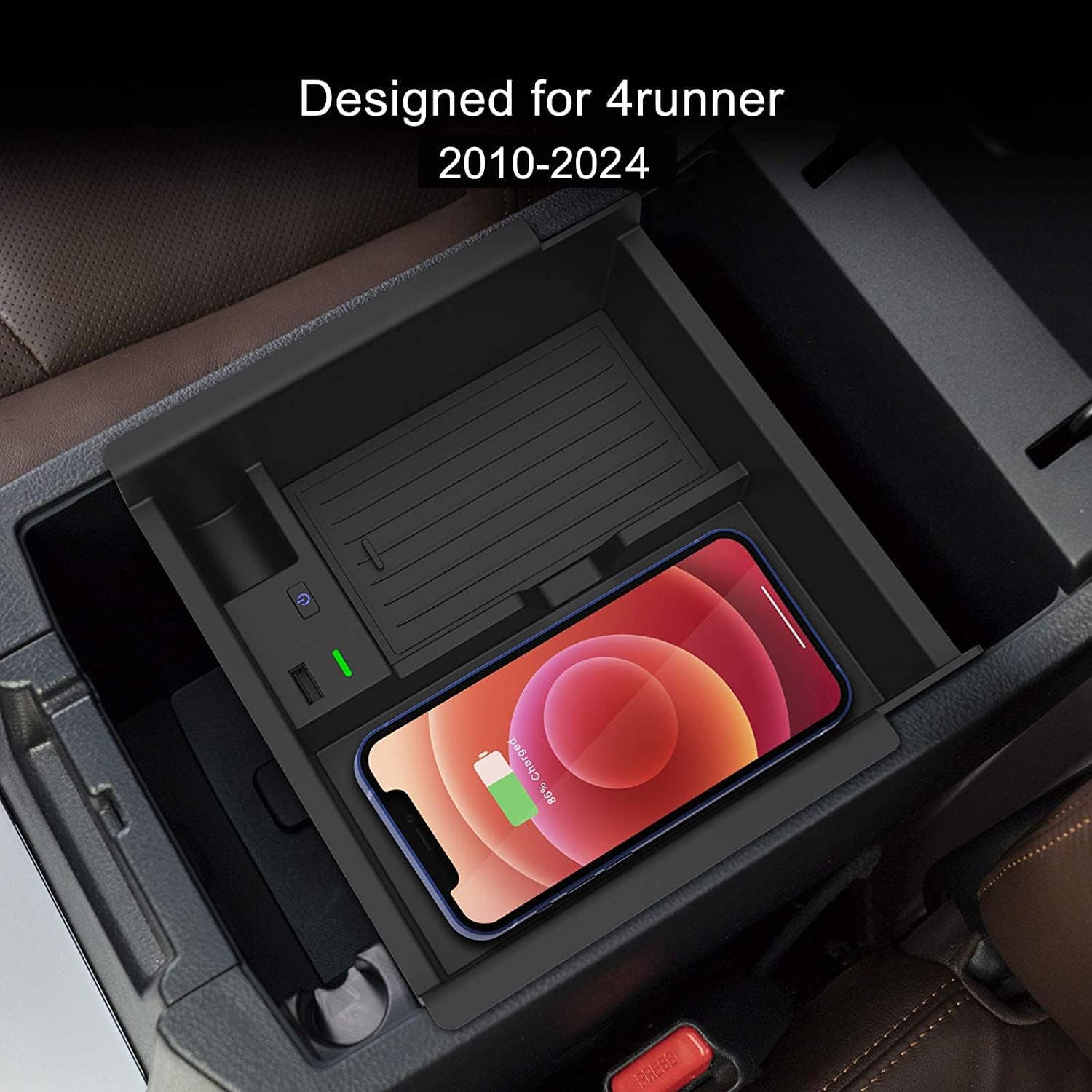 Carqiwireless 2024 Upgrades Wireless Charger/Center Console Organizer Tray For Toyota 4Runner 2010-2024 2023, Wireless Phone Cha