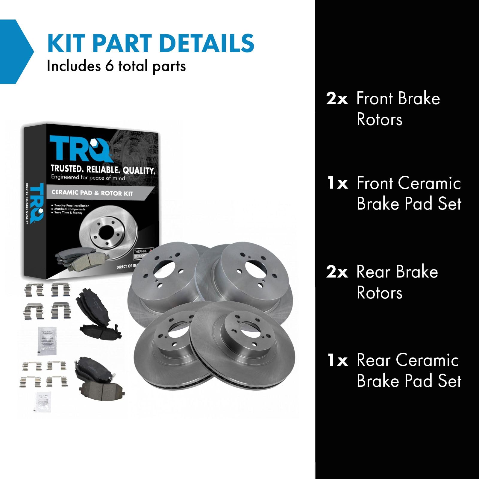 Trq Front And Rear Brake Pad & Rotor Kit Brake Pads Brake Rotor Ceramic Compatible With 2006-2009 Subaru Legacy 2005-2009 Outbac