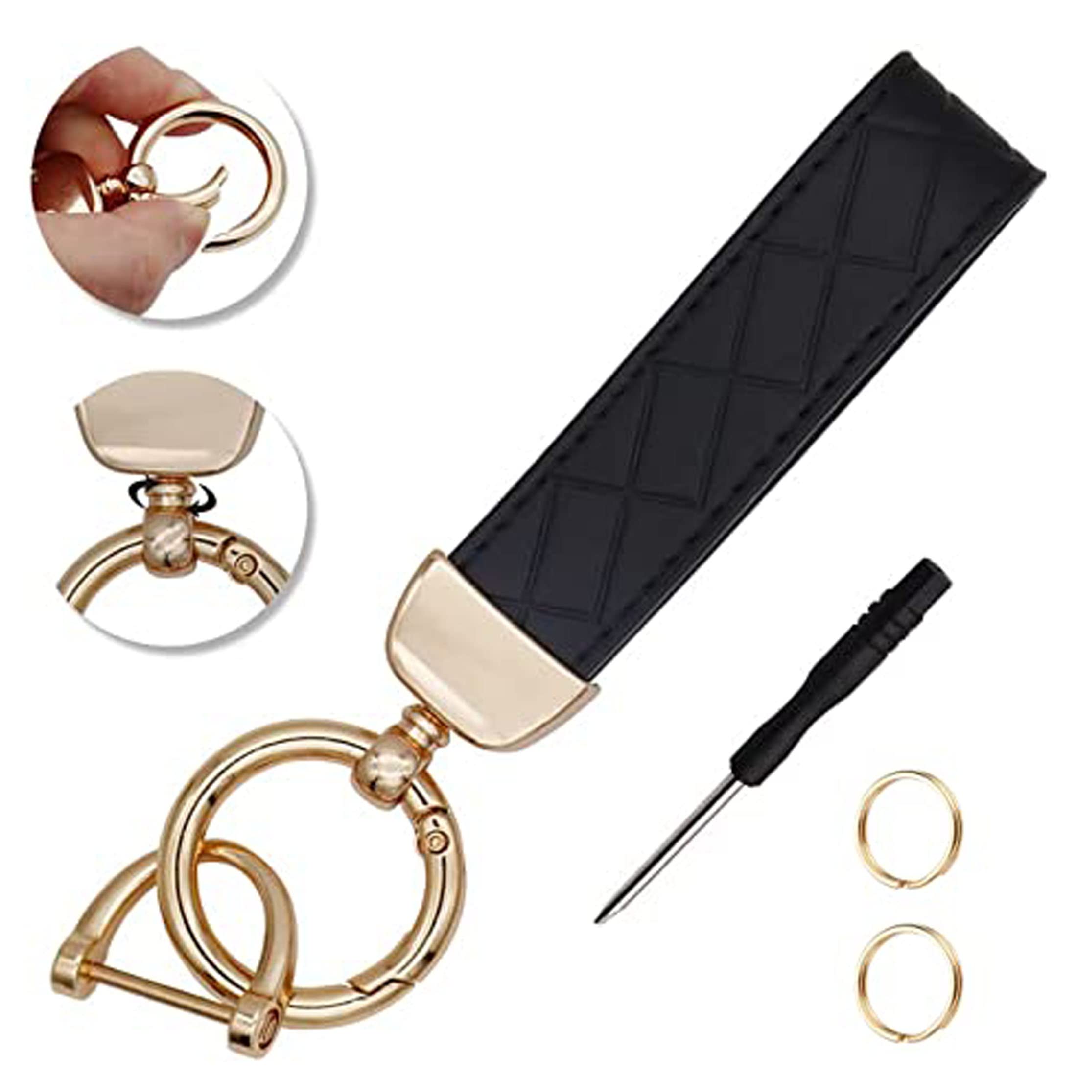 AIOEUOIA For Dodge Key Fob Cover With Leather Keychain Keyless Entry Remote Control Key Case Protector Fit For Chrysler Town and