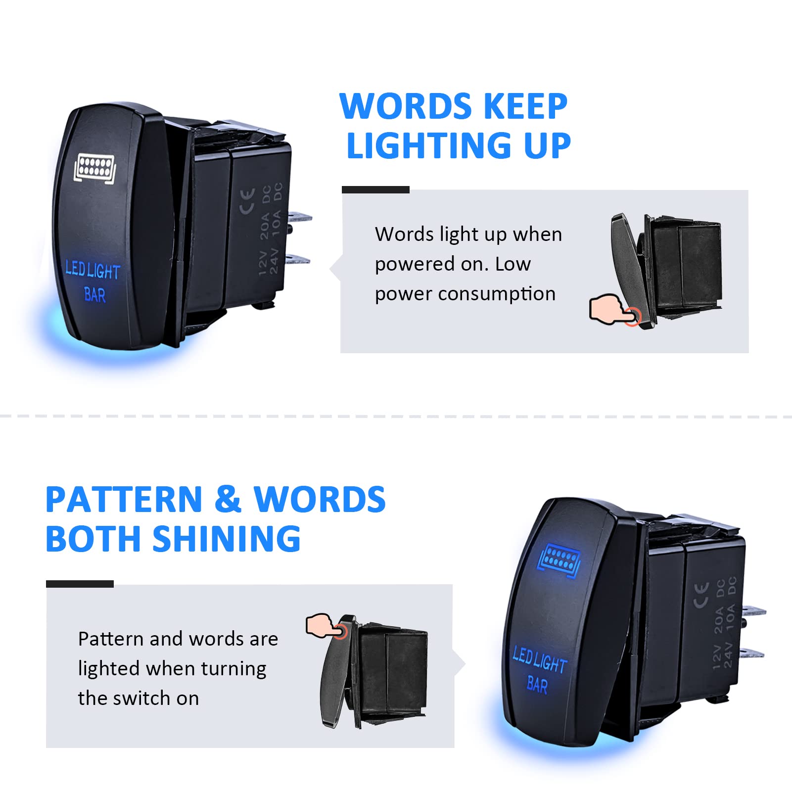 Wsays LED Light Bar Wiring Harness Kit Plug & Play 12V 1 Lead Pulse Power Bar Plug Connector Rocker Switch Compatible with Polar