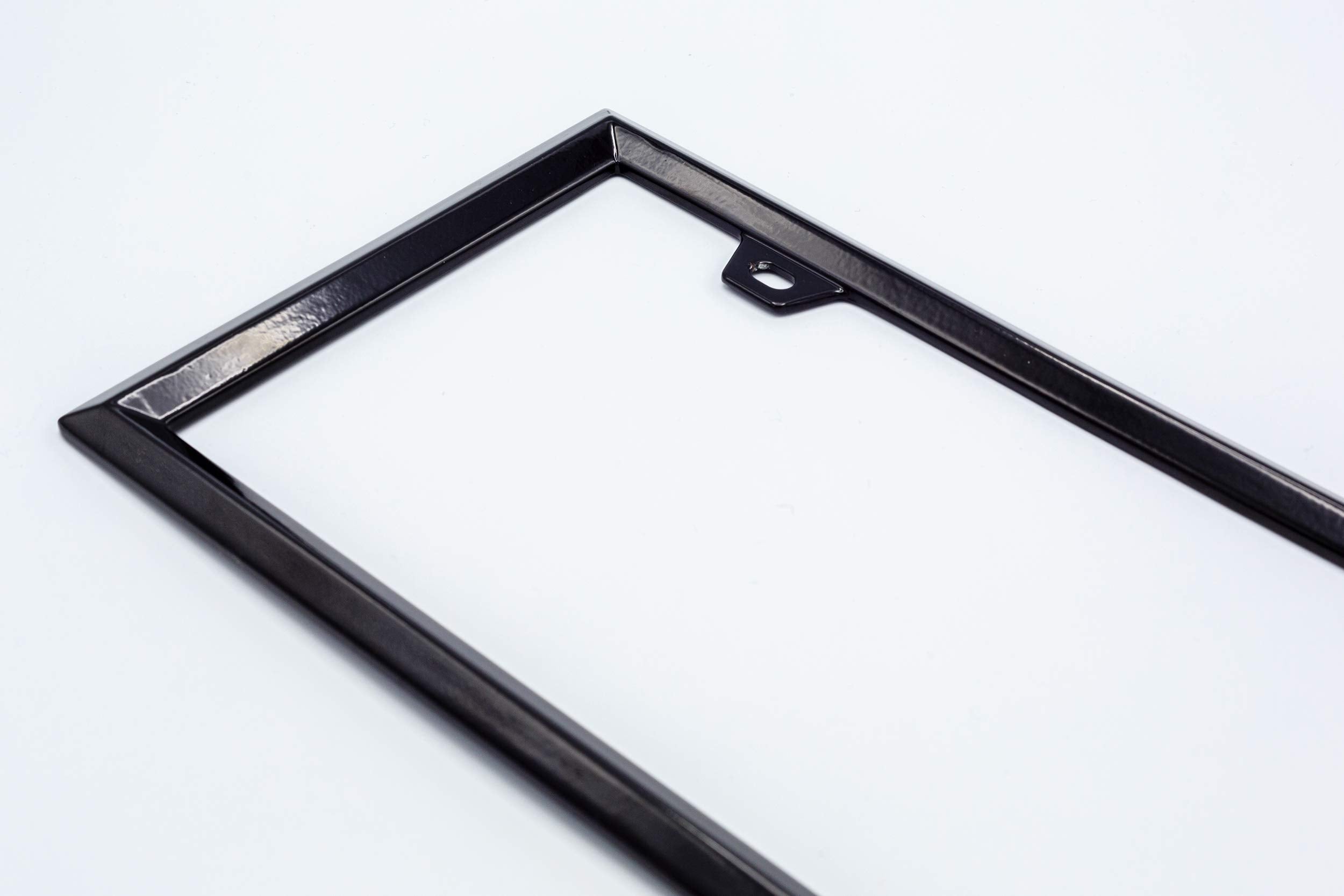 Creathome 3D Modern Brilliance Black License Plate Frame with Zinc Alloy Metal with Triangle Patterne