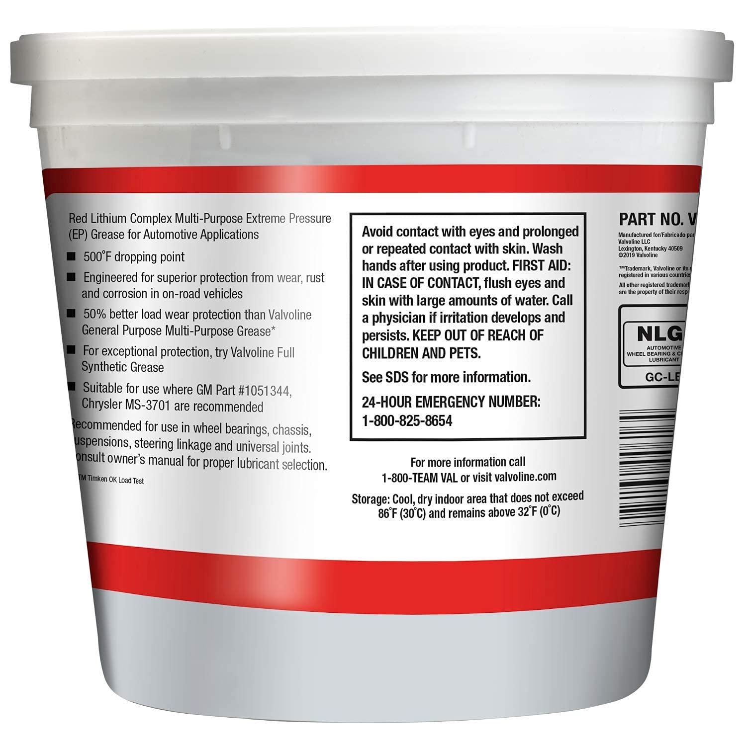 Valvoline Multi-Vehicle High Temperature Red Grease 4 Lb Tub, Case Of 6