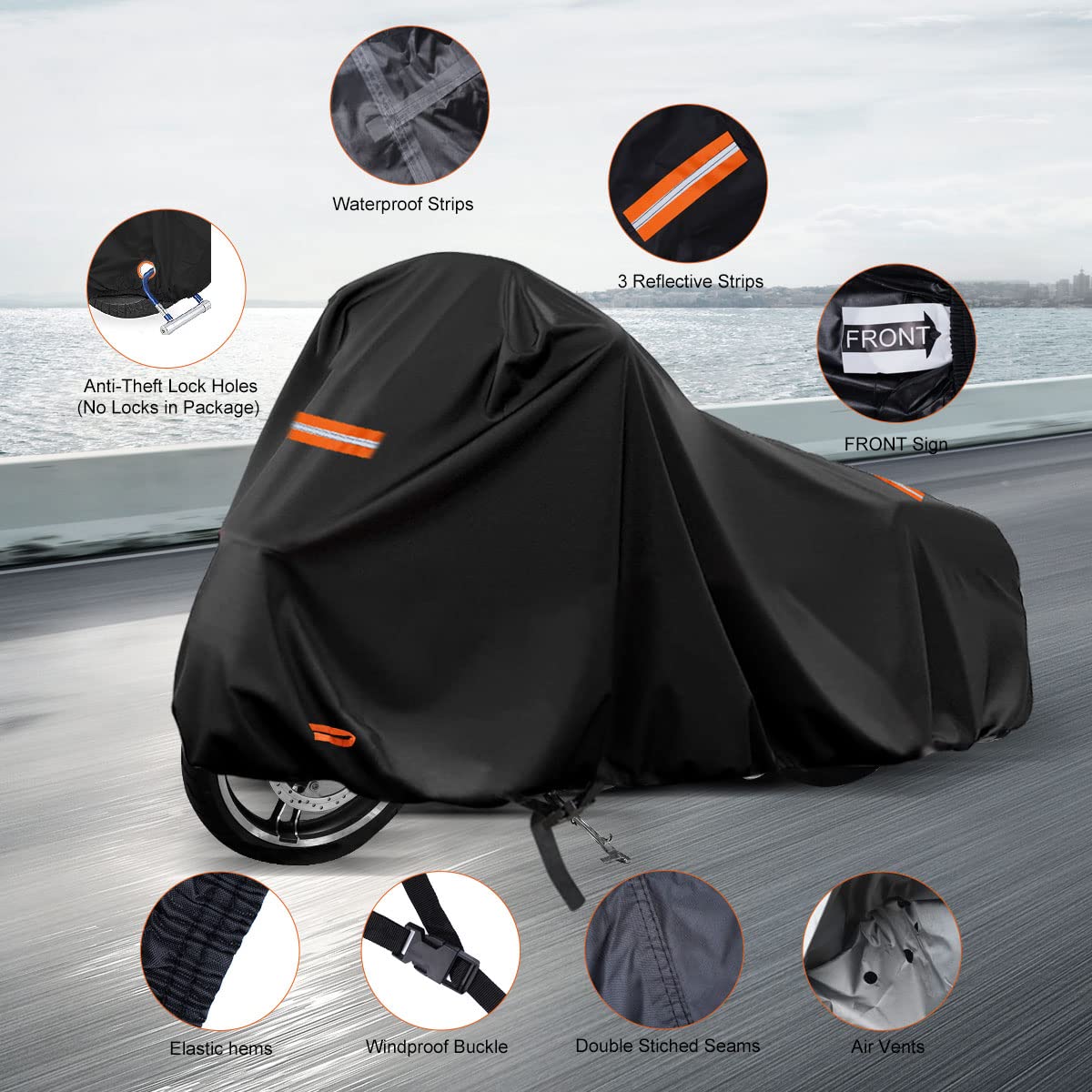 300D Motorcycle Cover for Touring Models Road King Street Glide Road Glide Outdoor Bike Cover Windproof Heavy Duty Waterproof Pr