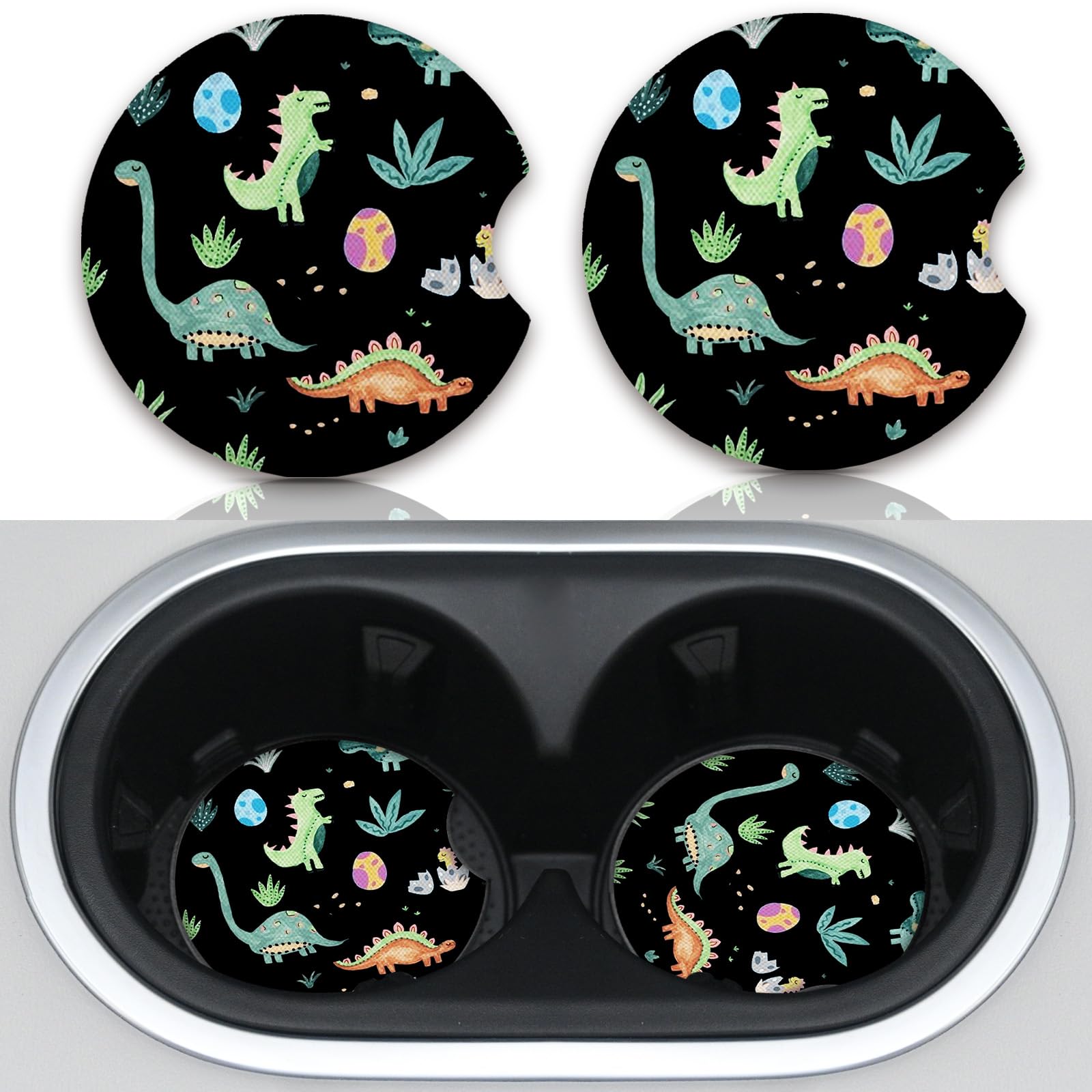 2 Packs Car Coasters For Cup Holders,Keep Cup Holders Clean And Dry,Drink Cup Car Holder Coasters With A Finger Notch,2.75In/7Cm