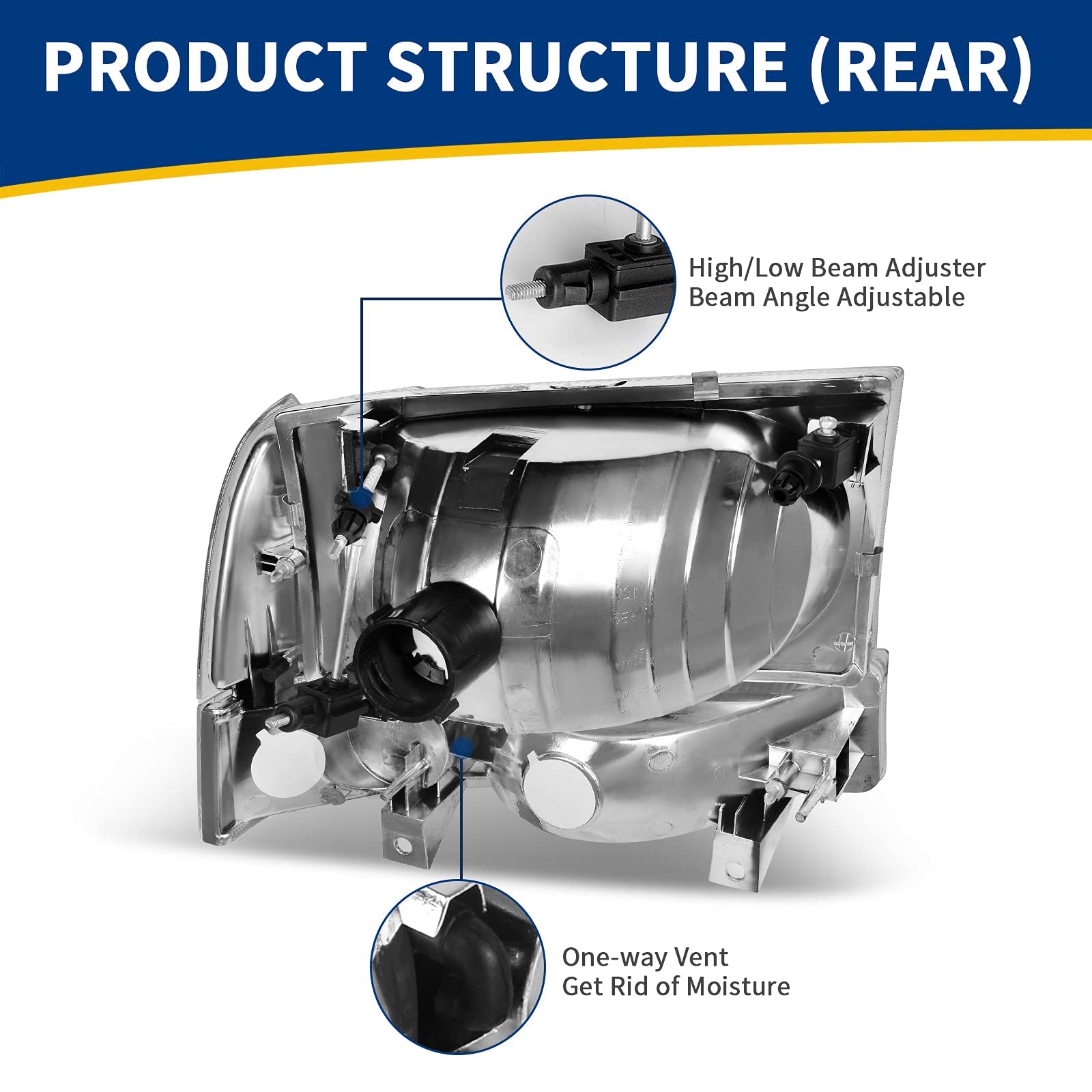 Autosaver88 Headlight Assembly Compatible With 1999-2004 Ford F250 F350 F450 F550 Super Duty/2000-2004 Ford Excursion Chrome Hou
