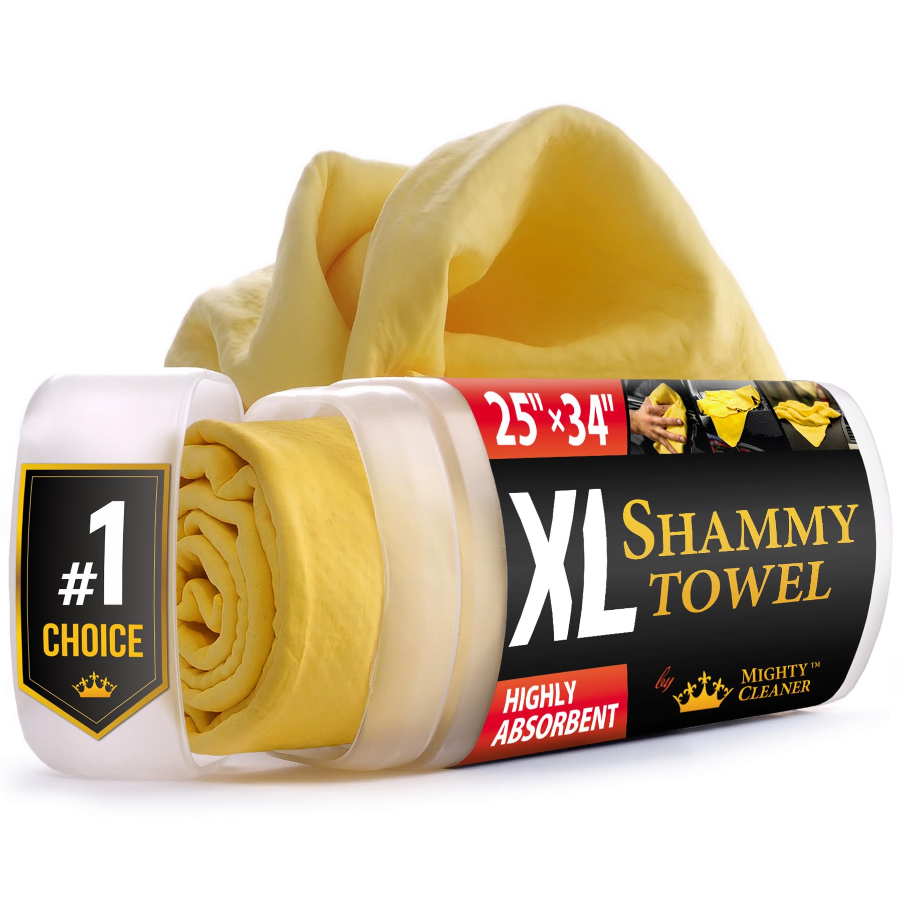 Premium Xl Shammy Towel For Car - (34   X25   ) - Super Absorbent Chamois Towel For Car - Spots And Scratch-Free Shammy Cloth Fo