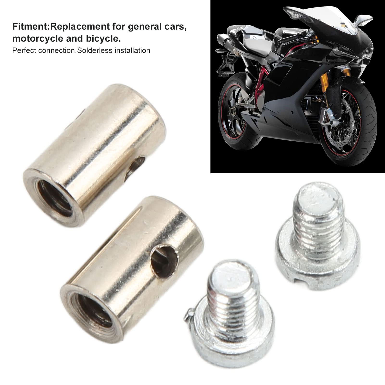 Acouto Solderless Cable Nipples 6mm - Universal Metal Brake Line Throttle Choke End Accessory for Motorcycle & Car