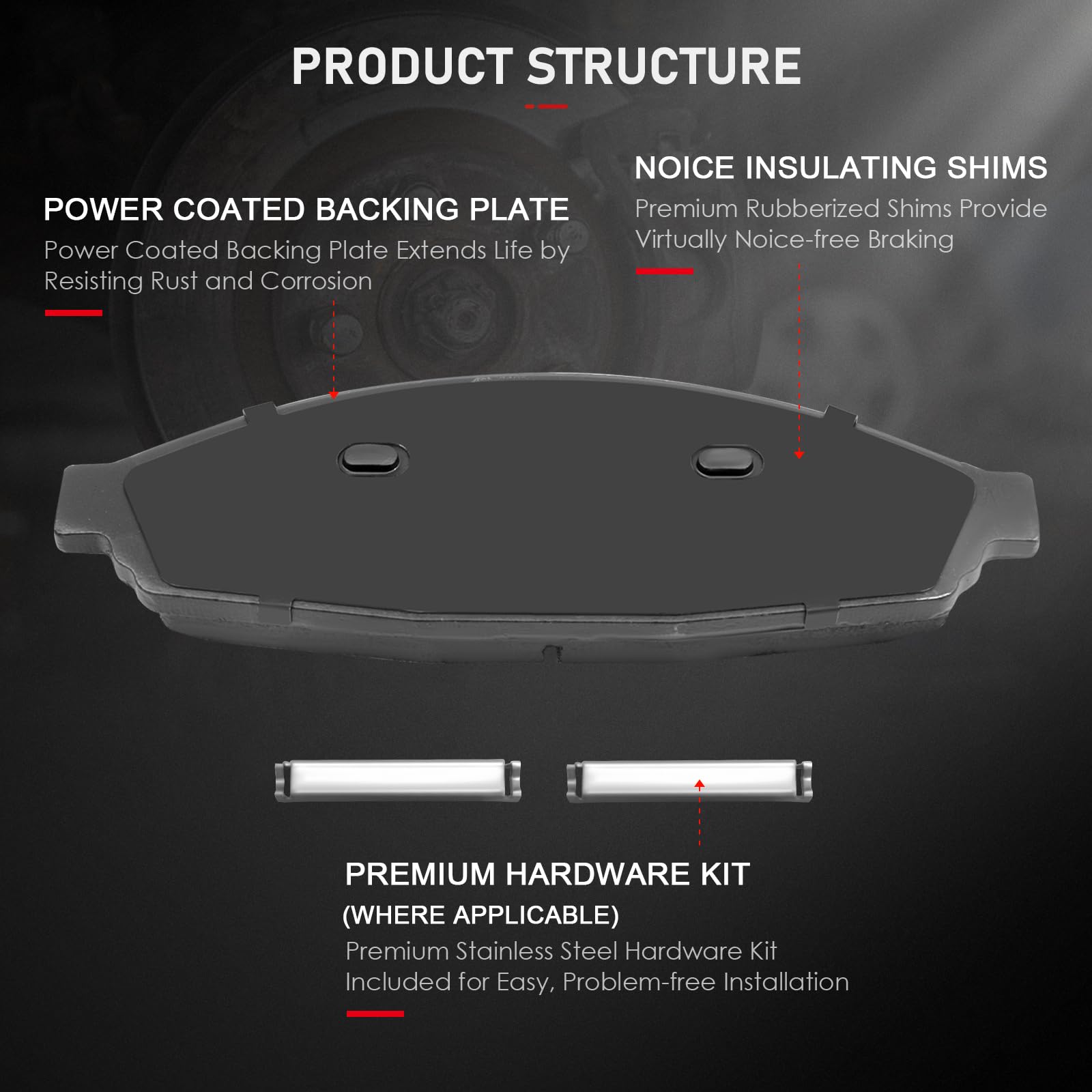 Cciyu D931 D1040 Front Rear Ceramic Brake Pads Kits 8Set Fit For 2003-2011 For Ford Crown Victoria 2003-2011 For Lincoln Town Ca