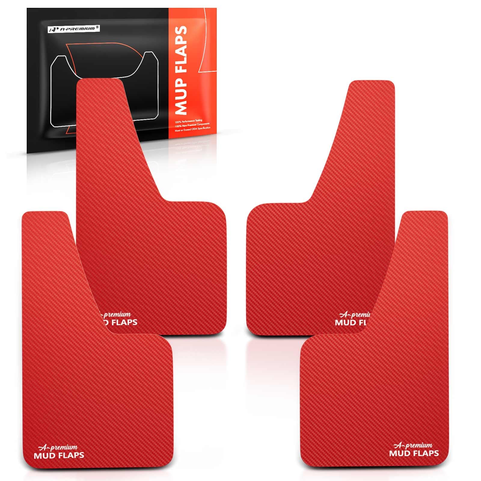 A-Premium 4 Pcs Red Universal Splash Guards Mud Flaps Mudflaps Mudguard Fender Flares for Car Sedan Coupe with Hardware Front and Rear