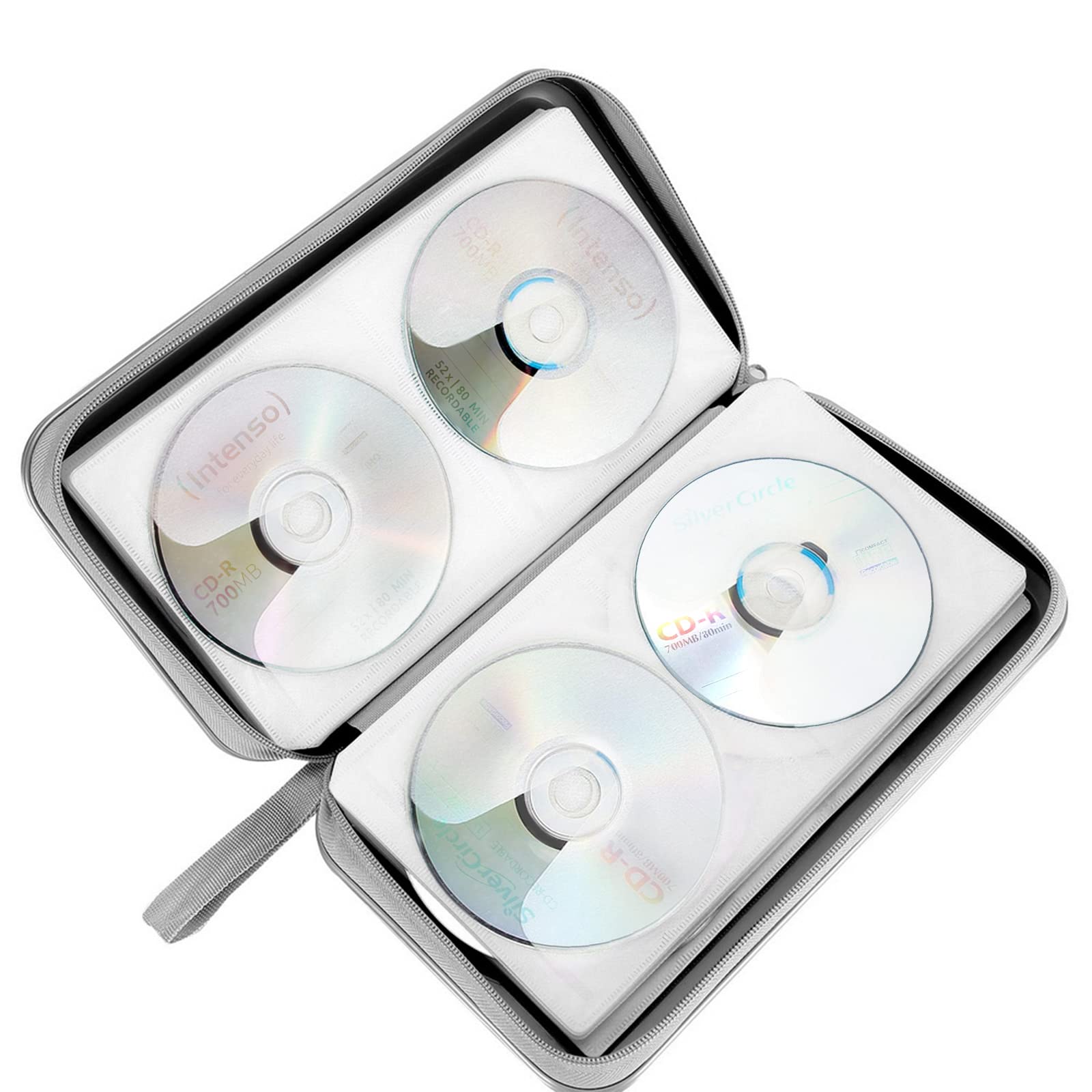 Siveit Cd Case, Dvd Case Holder 96 Capacity Hard Plastic Cd Dvd Disc Cases Storage Binder Wallet For Car Home Office Travel (Bla