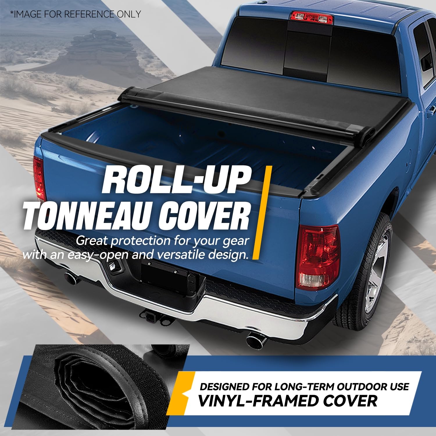 Auto Dynasty Soft Roll-Up Truck Bed Tonneau Cover Compatible With 2005-2015 Toyota Tacoma 6Ft Fleetside/Styleside Bed, Matte Bla