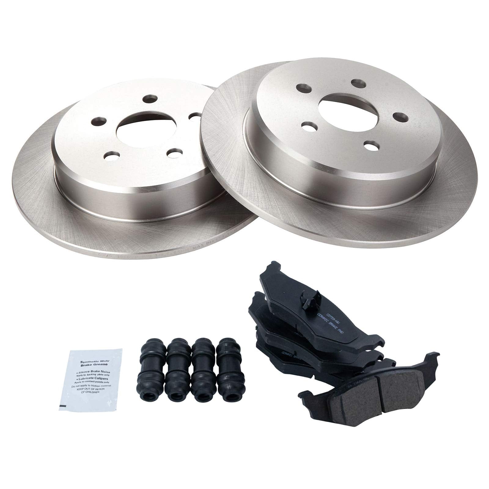 TRQ Brake Pads & Rotors Ceramic Rear Set Kit for Chrysler Dodge Plymouth