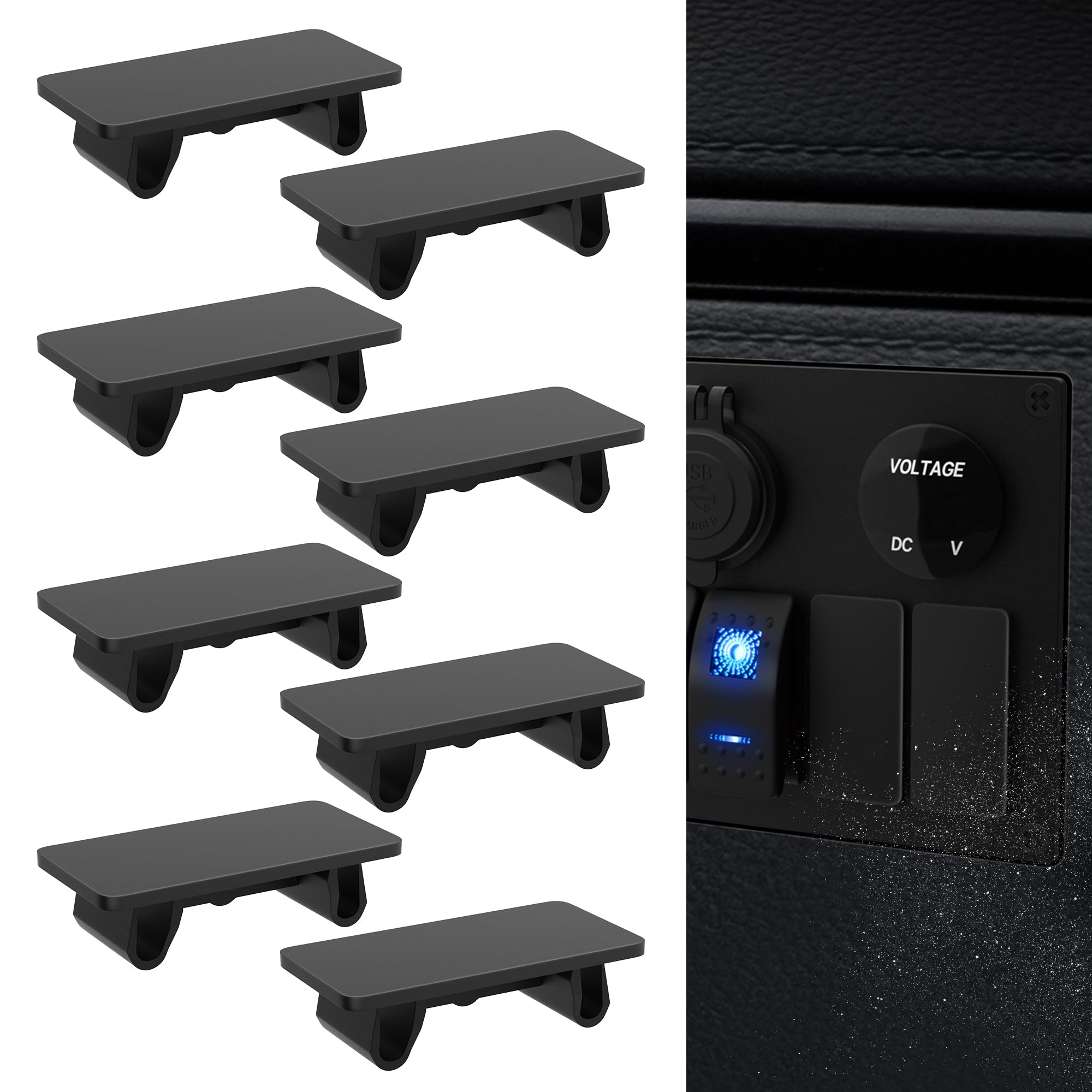 DaierTek Rocker Switch Cover Black Standard Marine Rocker Siwtch Panel Blank Filler for Car Truck Marine Boat -8Pcs