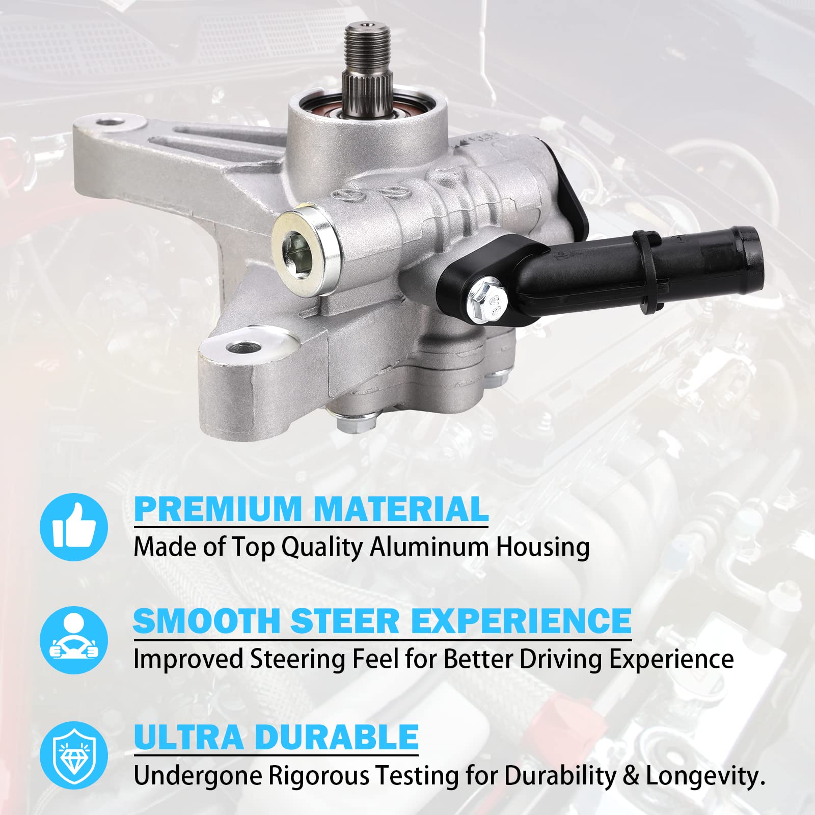 Power Steering Pump Compatible With 2005-2008 Honda Pilot 3.5L, 2005-2010 Honda Odyssey 3.5L, 2007-2013 Acura Mdx 3.7L - Replace 21-5442, 56110-Rgl-A03, 56110-Pvj-A01 - Power Assist Pump Assembly