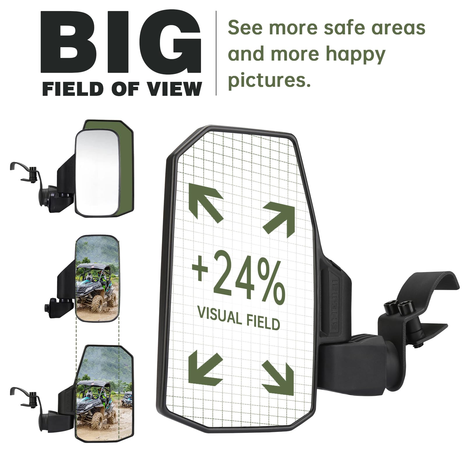 Ranger Side Mirrors,The Spring Back Feature Allows Easy Reset After Fold,2024 New SHEJISI UTV Mirrors Compatible with Polaris Ra