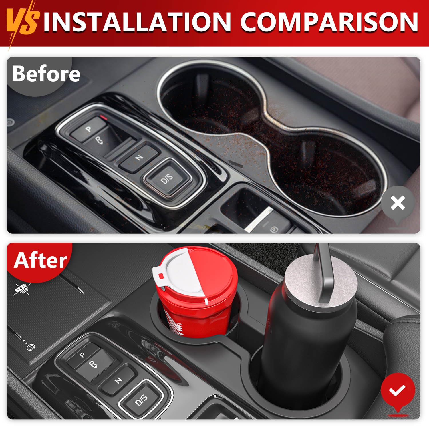 Xipoo Cup Holder Compatible with 2023-2025 Honda Pilot Silica Gel Cup Holder Insert Center Console Car Interior Organizer Replac