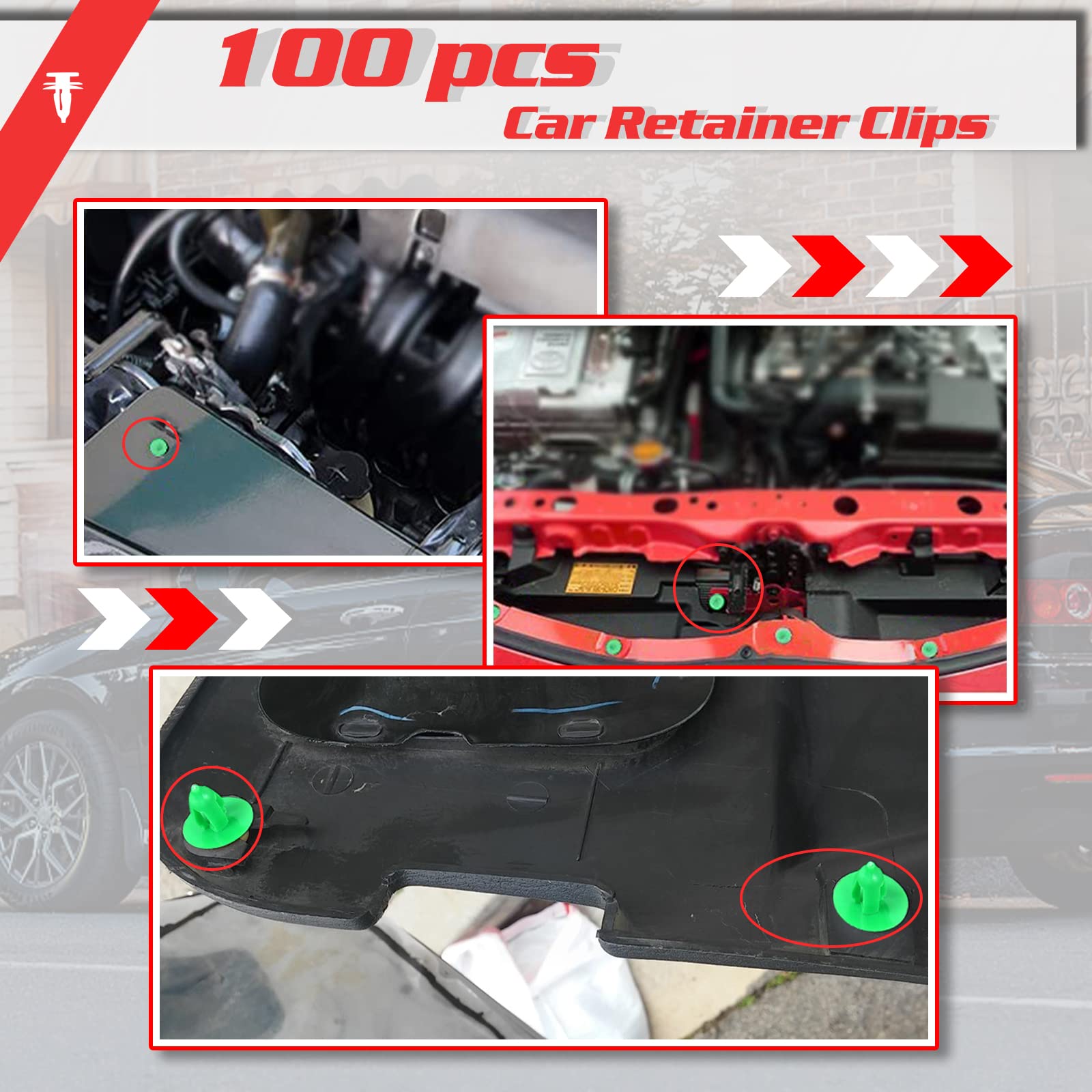 6503204 100Pcs Door Panel Clips, 8Mm Retainer Clip Trim Bumper Push Fasteners, Compatible With Jeep Grand Cherokee, Chrysler, Dodge, Plastic Rivet Clips