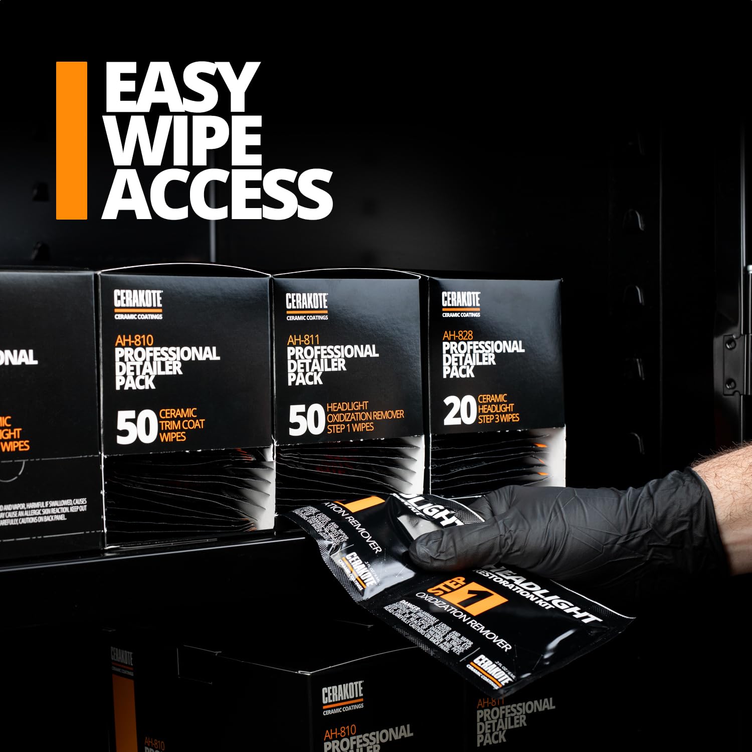 Cerakote Ceramic Headlight Restoration Professional Detailer Pack (50 Step 1 Oxidation Removing Wipes) - Easily Remove Oxidation