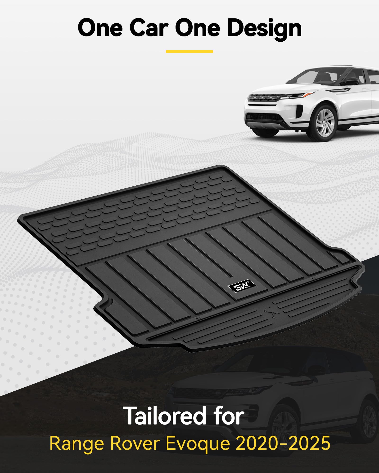 3W Cargo Liner Fit For Range Rover Evoque 2022-2024 2025,Tpe All Weather Custom Fit Trunk Mat For Range Rover Full Set Car Mats,