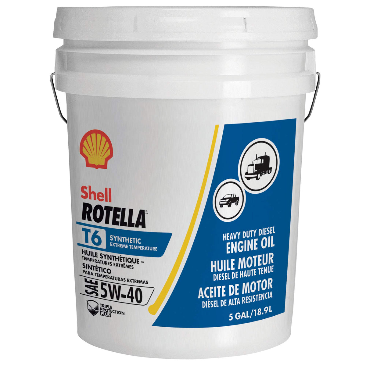 Shell Rotella T6 Full Synthetic 5W-40 Diesel Engine Oil (5-Gallon Pail)