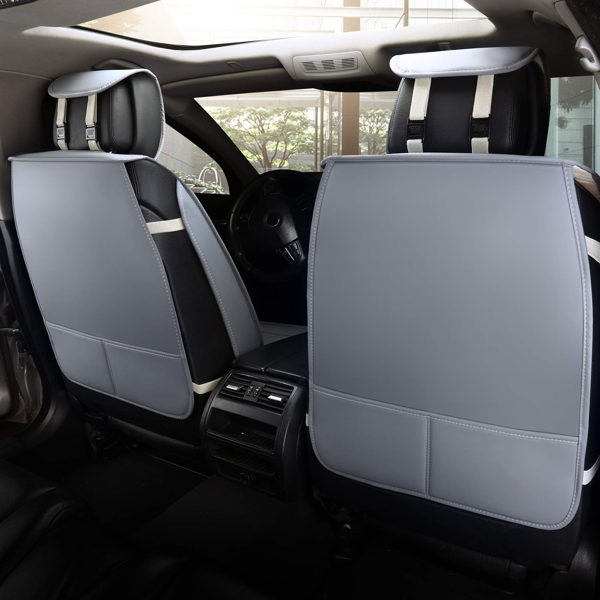 Aierxuan Car Seat Covers Full Set 5Pcs With Waterproof Leather,Airbag Compatible Automotive Vehicle Cushion Cover Universal Fit