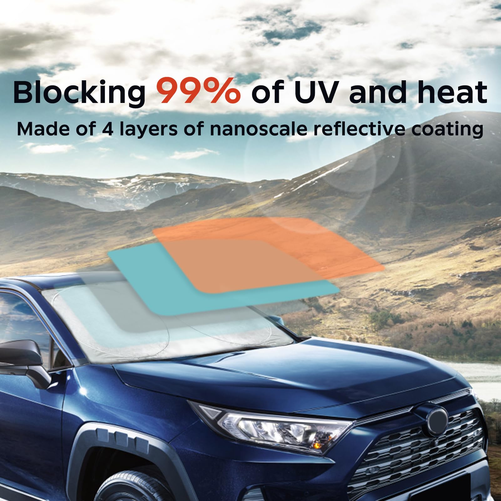 Insauto For Rav4 Car Windshield Cover, Windshield Sun Shades Foldable Sunshade For Toyota Rav4 2013-2023 Suv Crossover Front Win