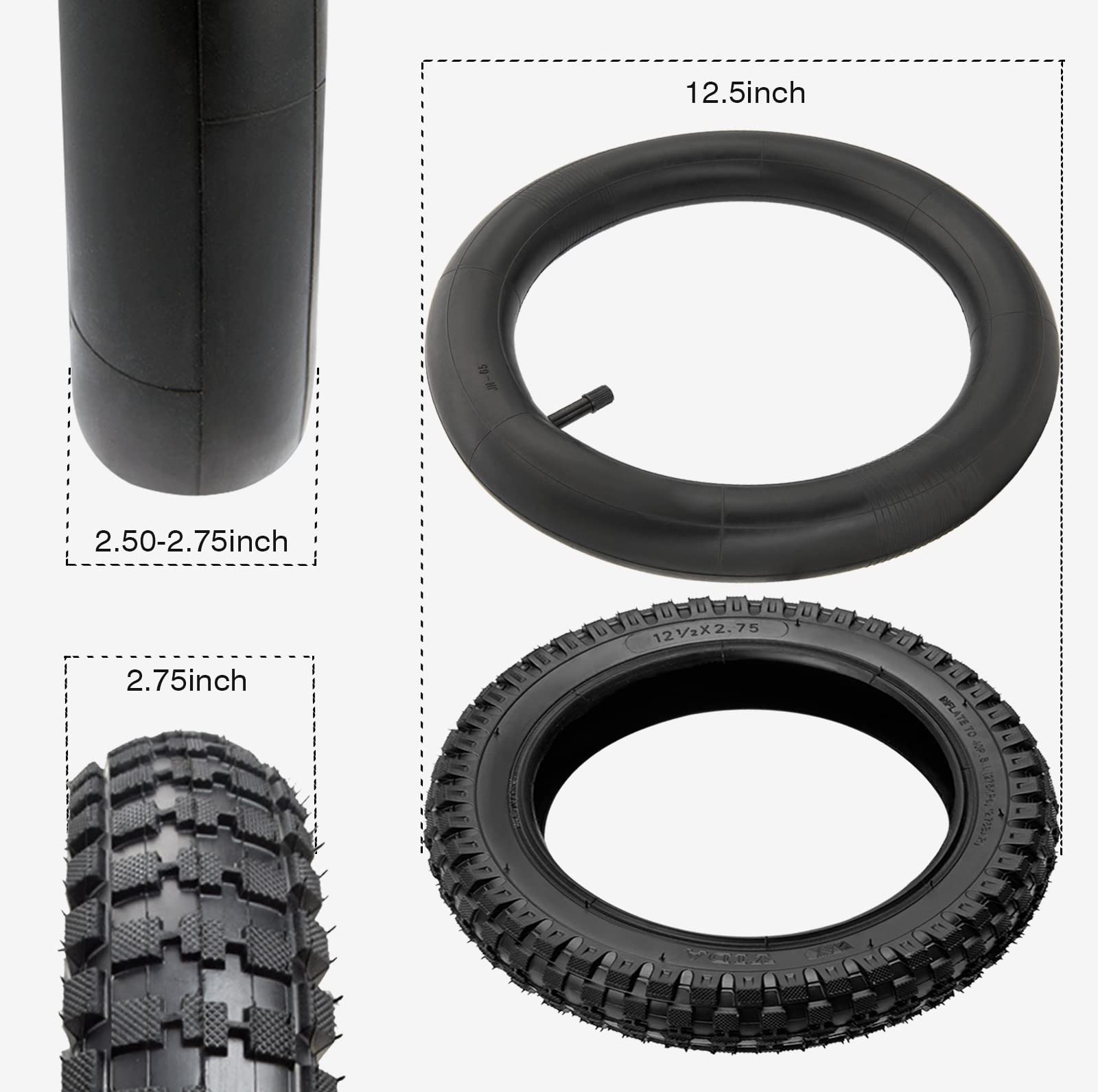 NOTETOUPT 12.5x2.75 Off-Road Tire & Inner Tube Set for Dirt Bikes, Scooters & More