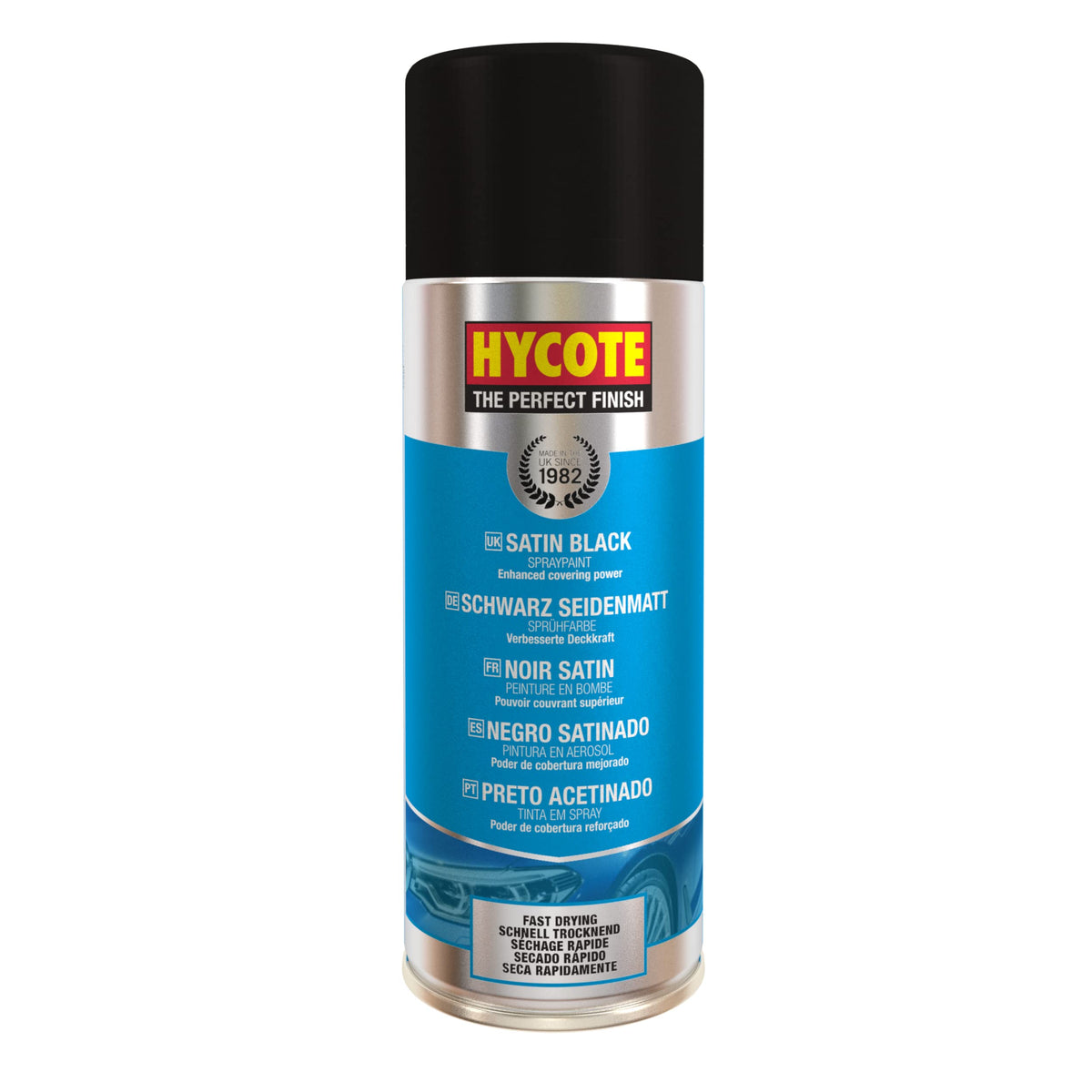 Hycote Fast Drying Aerosol Car Spray Paint, Satin Black, 13.5 Oz