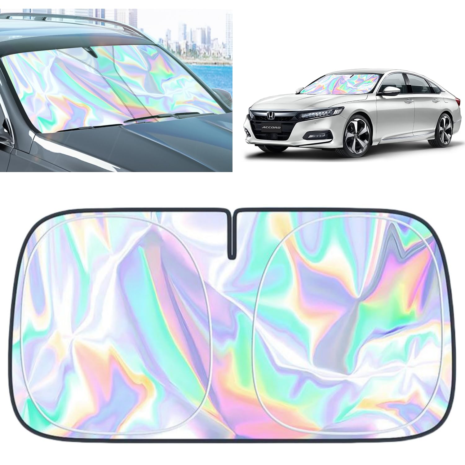 for Honda Accord Windshield Sun Shade - Foldable Windshield Cover Sun Shade Accord 2007-2025 Accessories Protect Car from Sun Ra